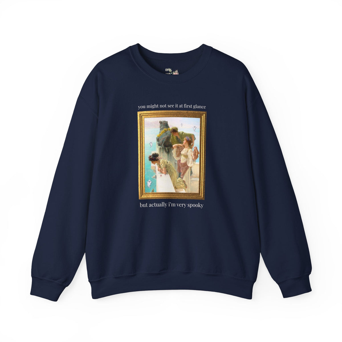 Spooky Halloween Art History Sweatshirt: Famous Painting by Lawrence Alma-Tadema, 19th Century Art History, Funny Spooky Season Ghost Crewneck - Opal and June