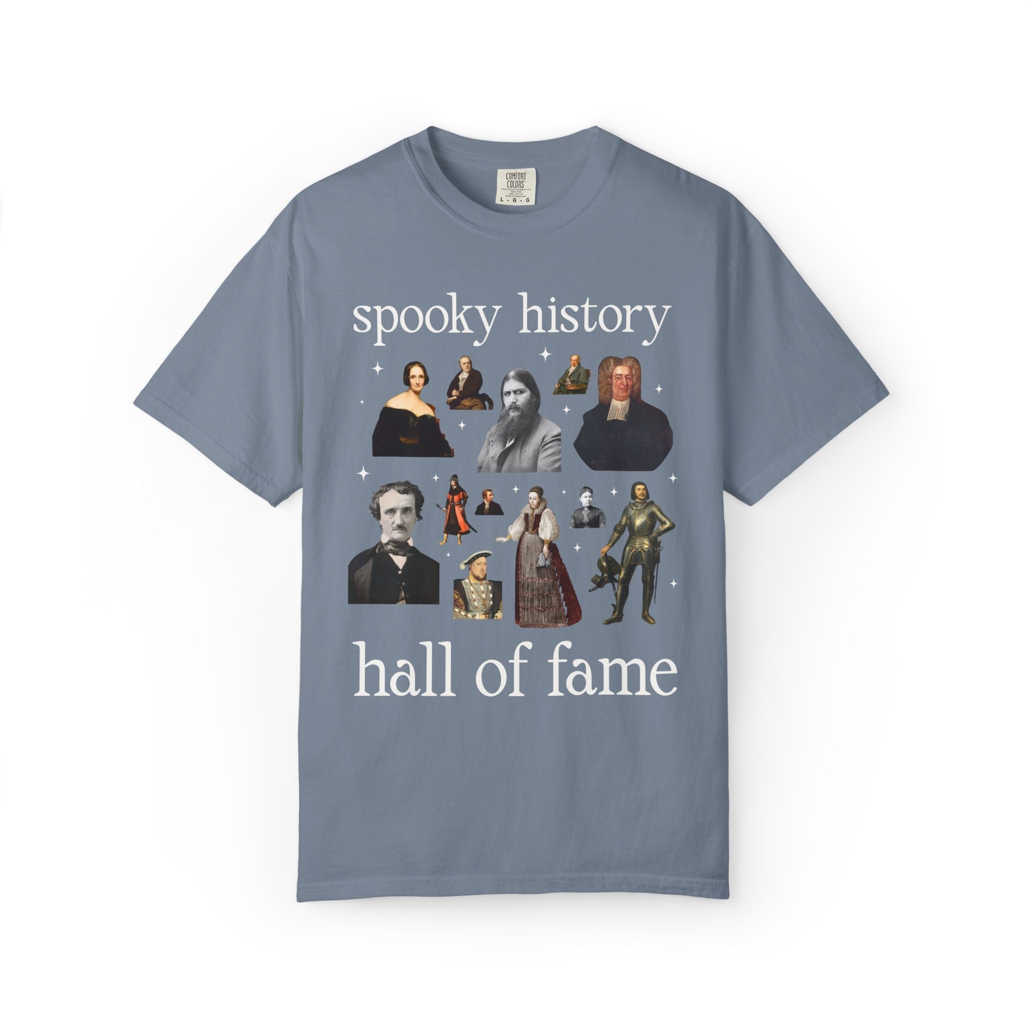 Spooky History Hall of Fame T-Shirt, Bookish Historian Who Loves Morbid History or True Crime History, Rasputin Mary Shelley Edgar Allan Poe - Opal and June