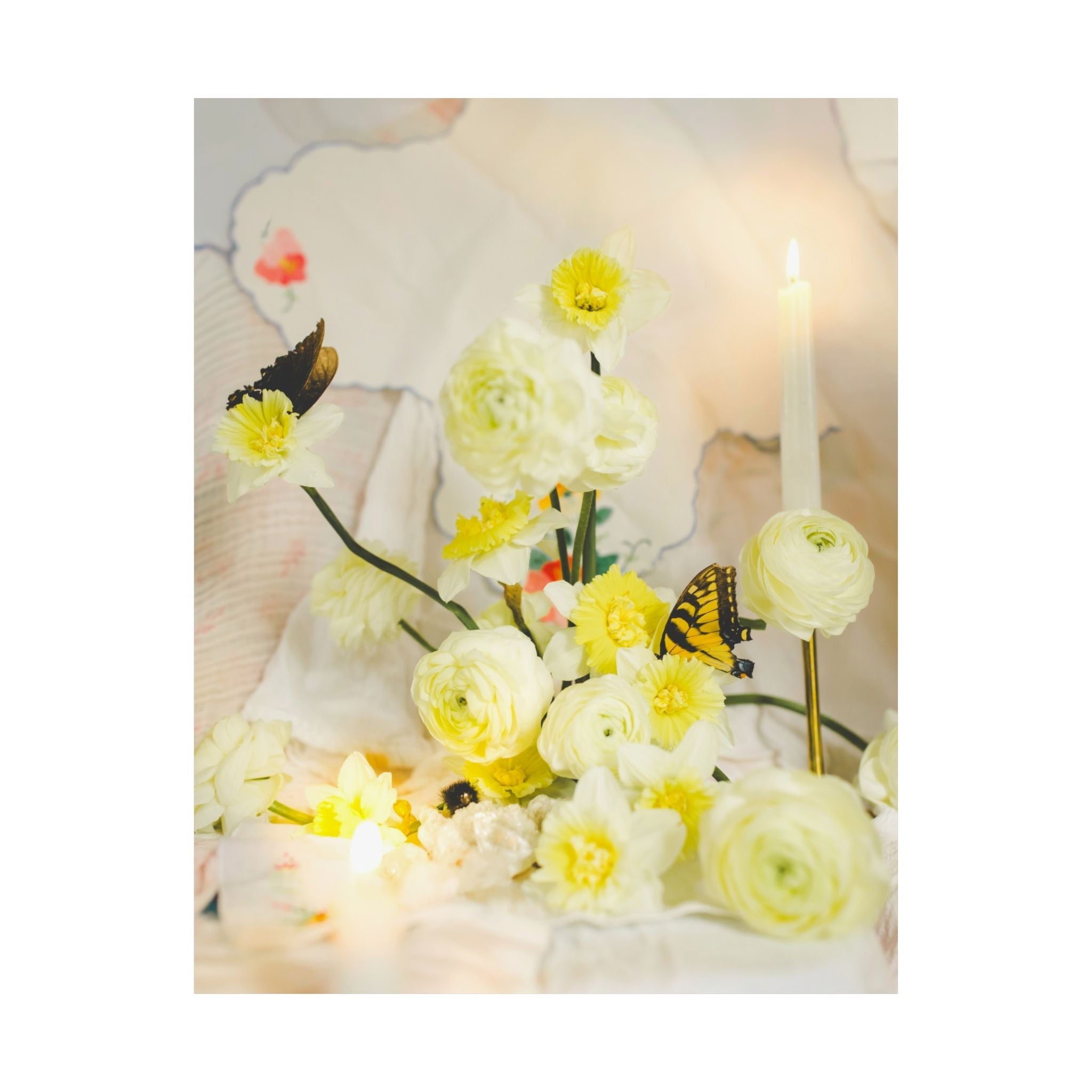 Spring Daffodil Print with Butterfly and Candle - Opal and June