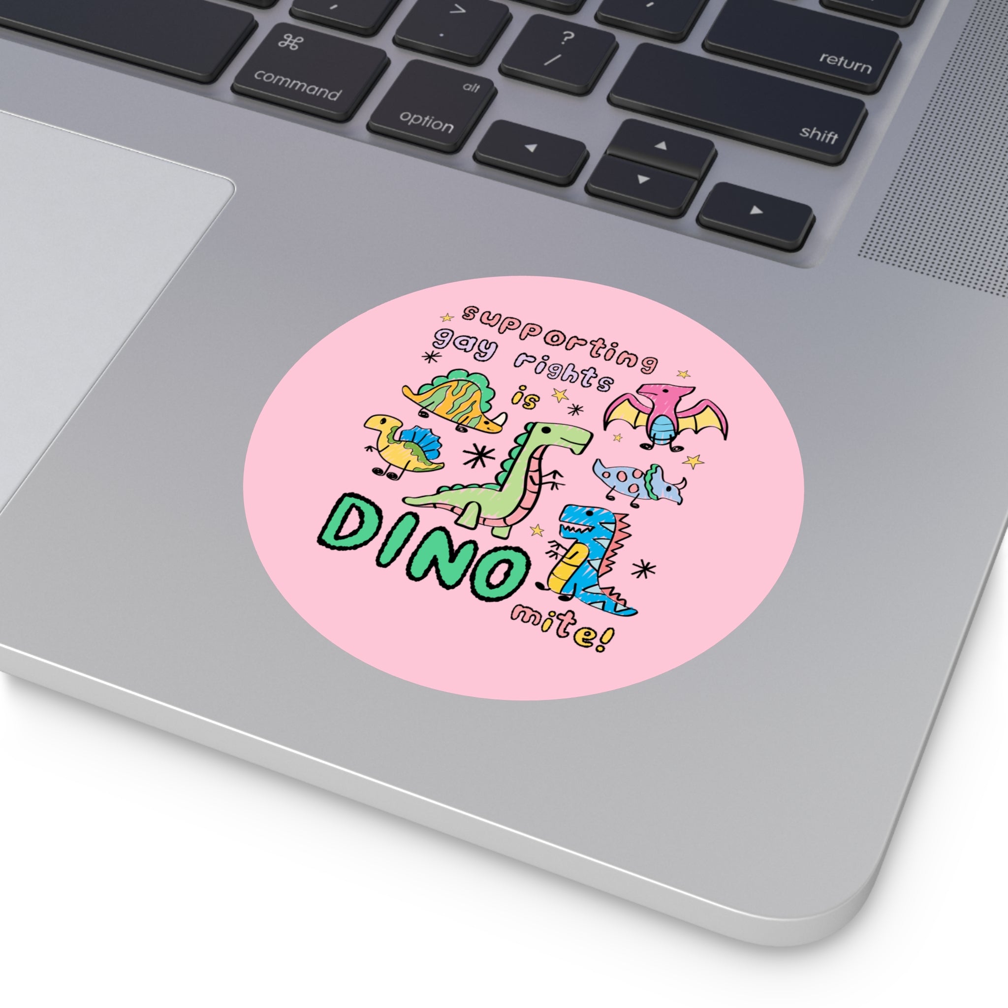 Support Gay Rights Sticker for Dinosaur Lover: Funny Doodle Aesthetic Dinosaur Sticker, Equal Rights, Cute Gay Pride Pro LGBTQ Sticker - Opal and June