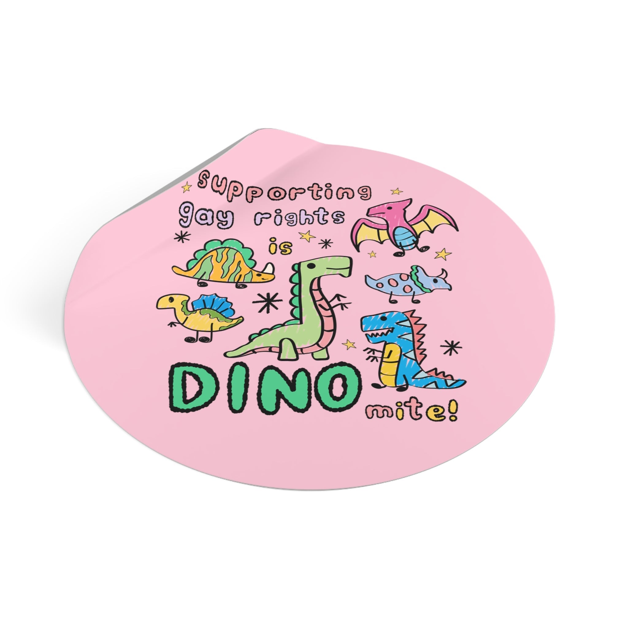 Support Gay Rights Sticker for Dinosaur Lover: Funny Doodle Aesthetic Dinosaur Sticker, Equal Rights, Cute Gay Pride Pro LGBTQ Sticker - Opal and June