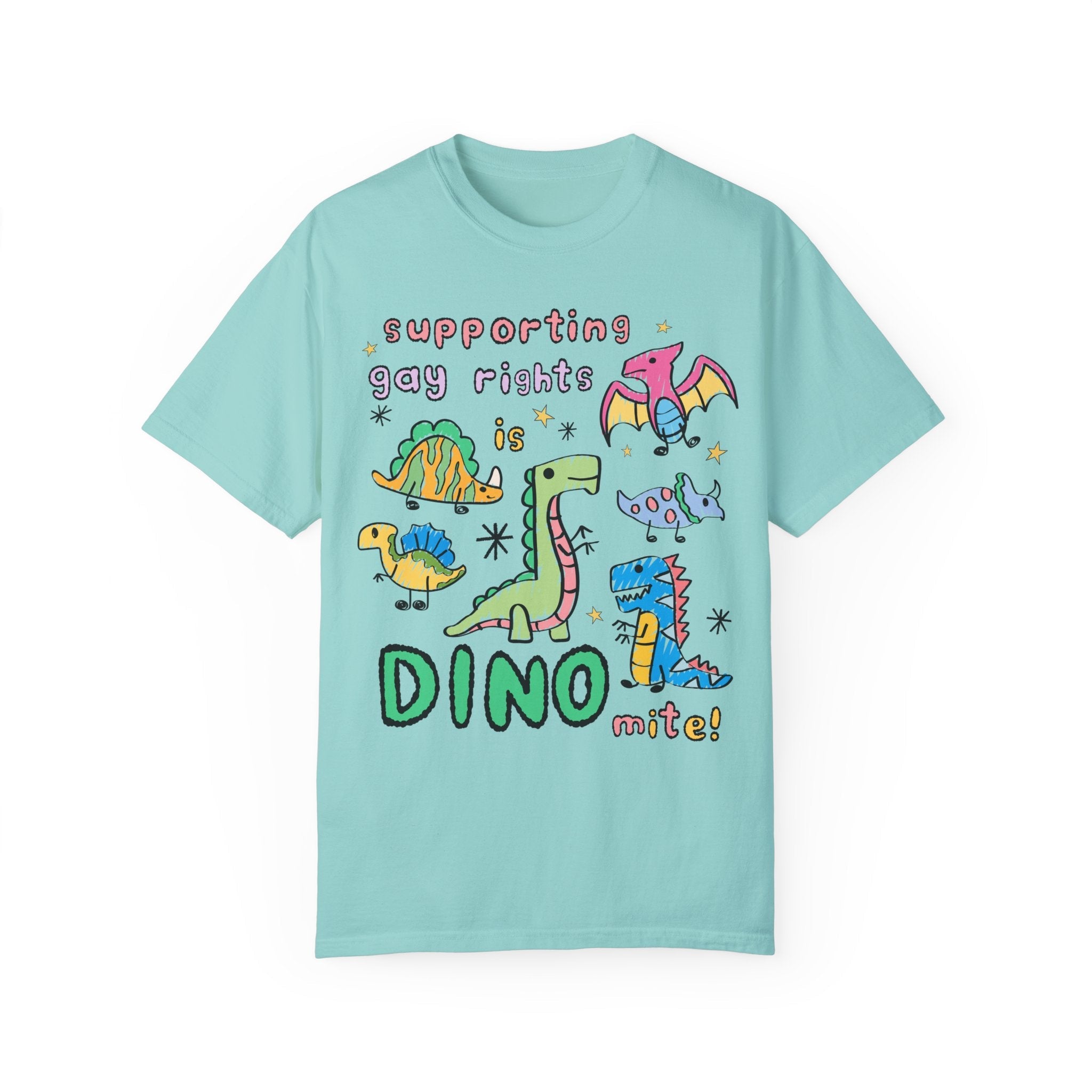 Support Gay Rights Tee Shirt for Dinosaur Lover: Funny Doodle Aesthetic Dinosaur T-Shirt, Equal Rights, Cute Gay Pride Pro LGBTQ Tee Shirt - Opal and June