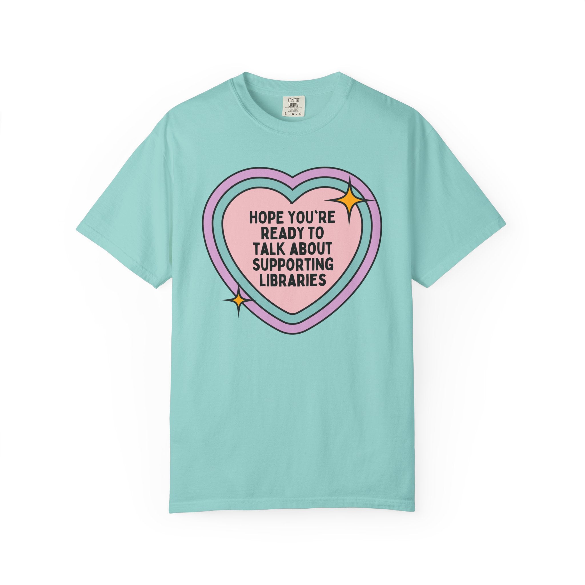 Support Public Libraries Tee Shirt for Book Lover, Cute Bookish Tee with Heart for Romance Reader, Classic Literature Bookworm or Librarian - Opal and June