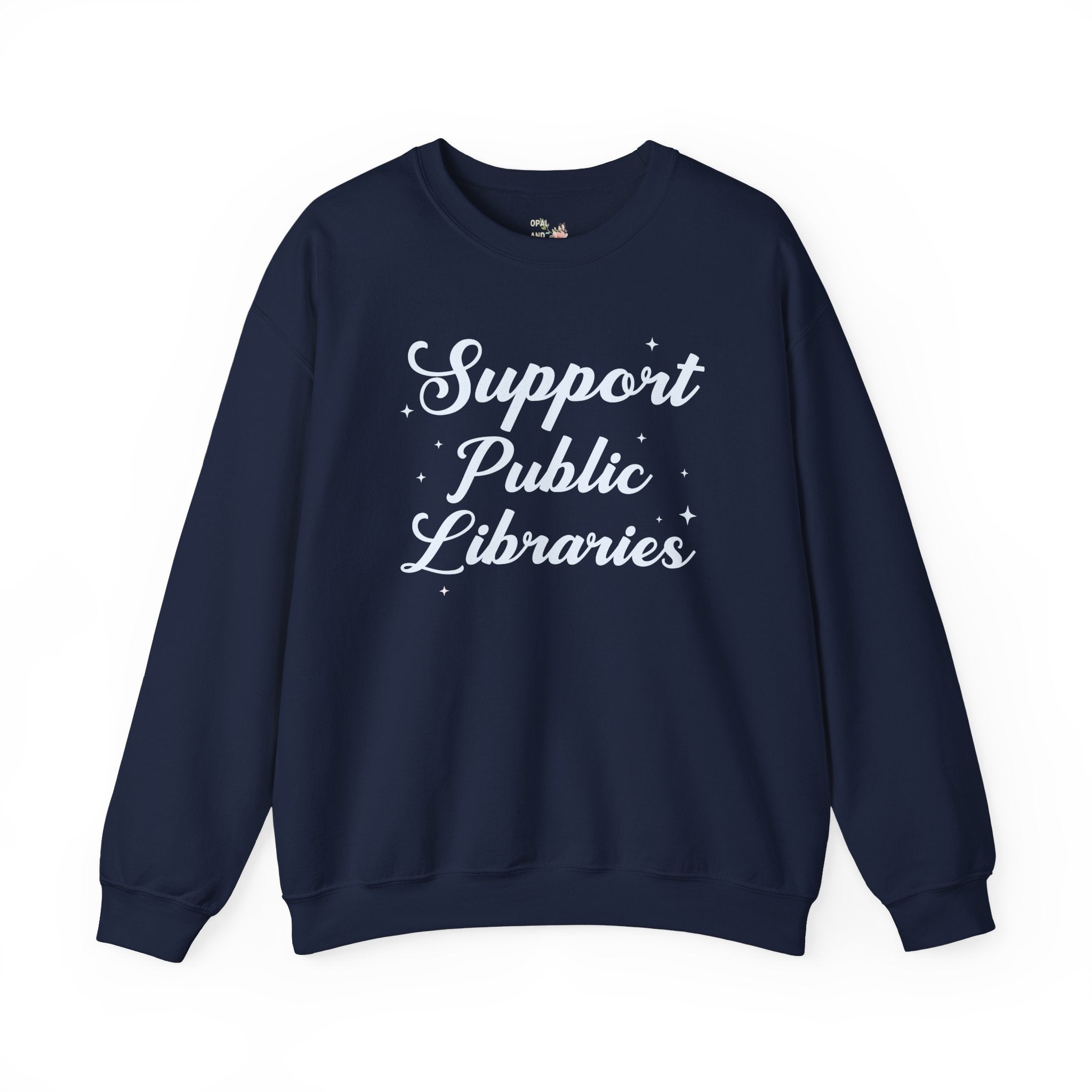 Support Public Library Sweatshirt with Stars: Gift for Librarian or Bookworm Who Loves Reading, Read Banned Books Aeshetic Shirt for Reader - Opal and June