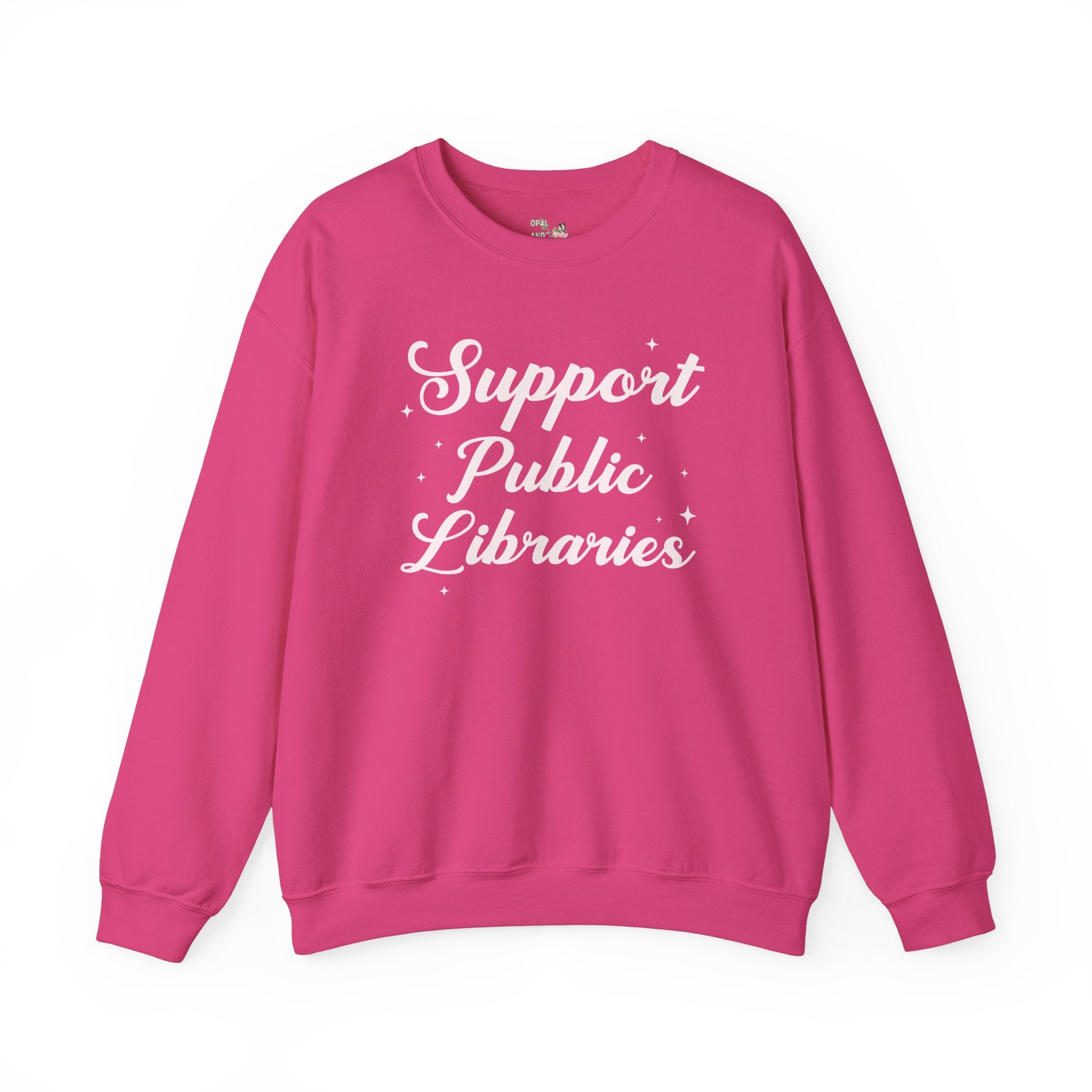 Support Public Library Sweatshirt with Stars: Gift for Librarian or Bookworm Who Loves Reading, Read Banned Books Aeshetic Shirt for Reader - Opal and June