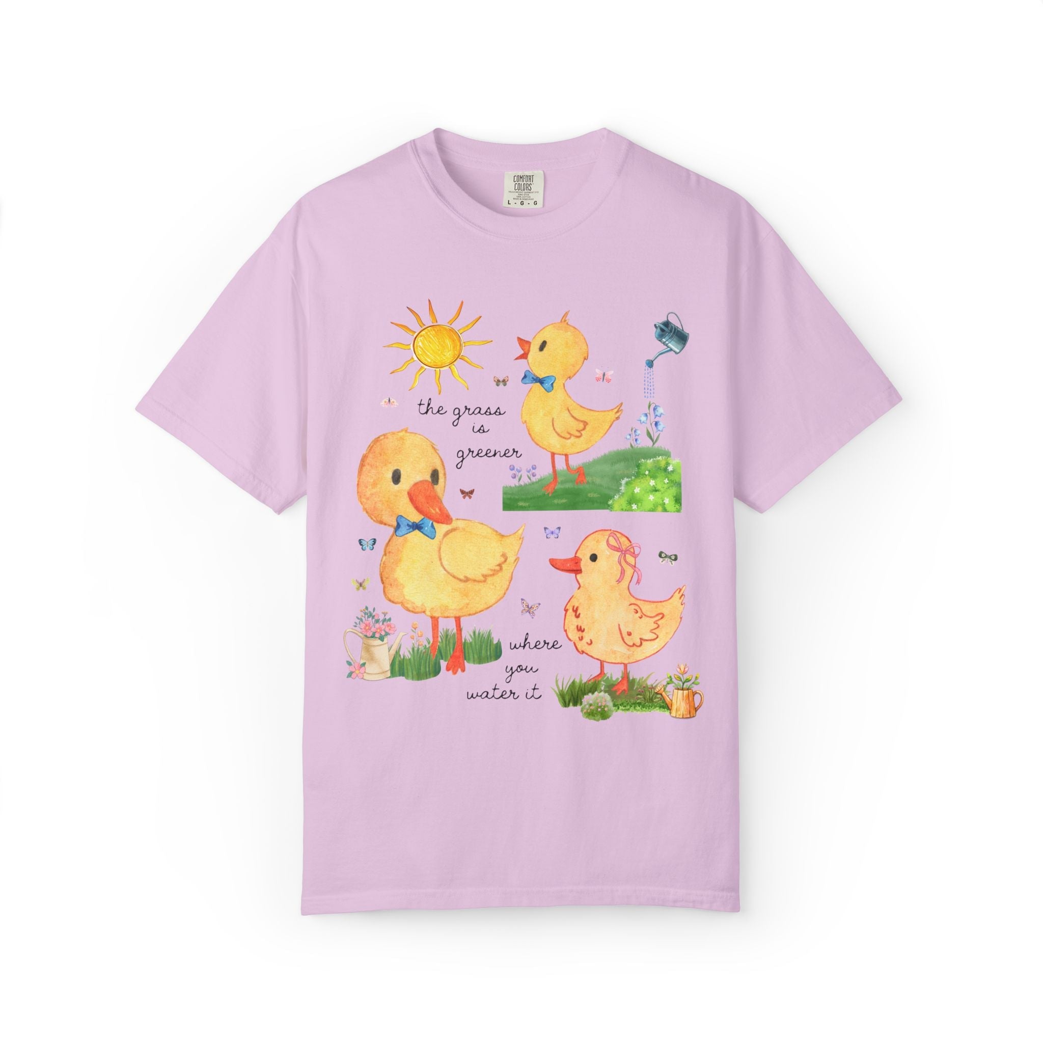 Sweet Duckling or Duck Lover Tee Shirt with Positive Affirmation, Dopamine Maximalist Kitschy Animal Lover T with Butterflies, 90s Aesthetic - Opal and June