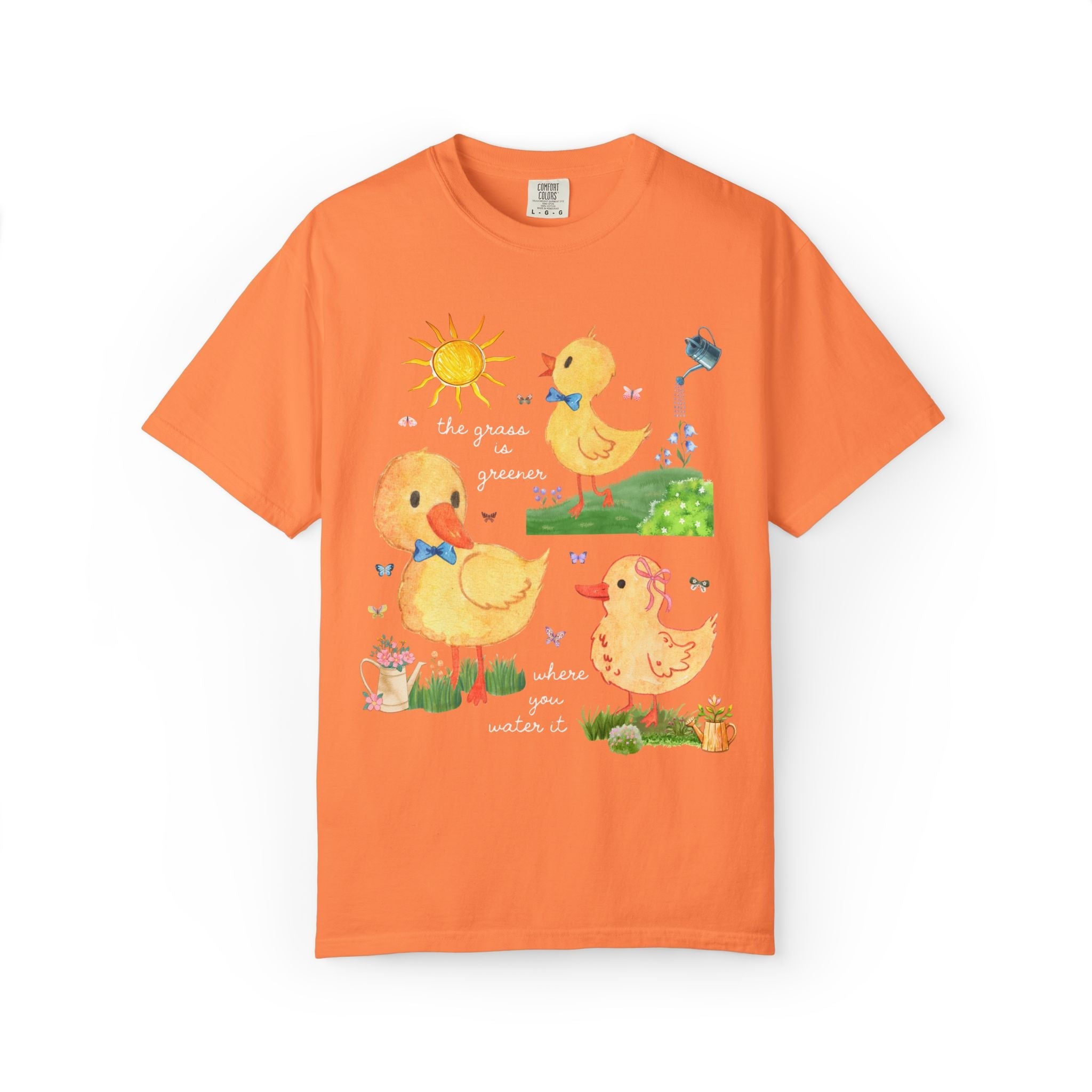 Sweet Duckling or Duck Lover Tee Shirt with Positive Affirmation, Dopamine Maximalist Kitschy Animal Lover T with Butterflies, 90s Aesthetic - Opal and June