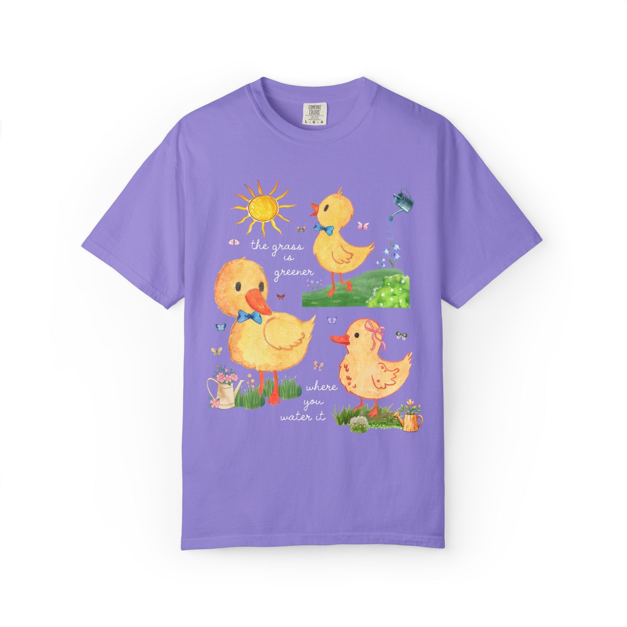 Sweet Duckling or Duck Lover Tee Shirt with Positive Affirmation, Dopamine Maximalist Kitschy Animal Lover T with Butterflies, 90s Aesthetic - Opal and June