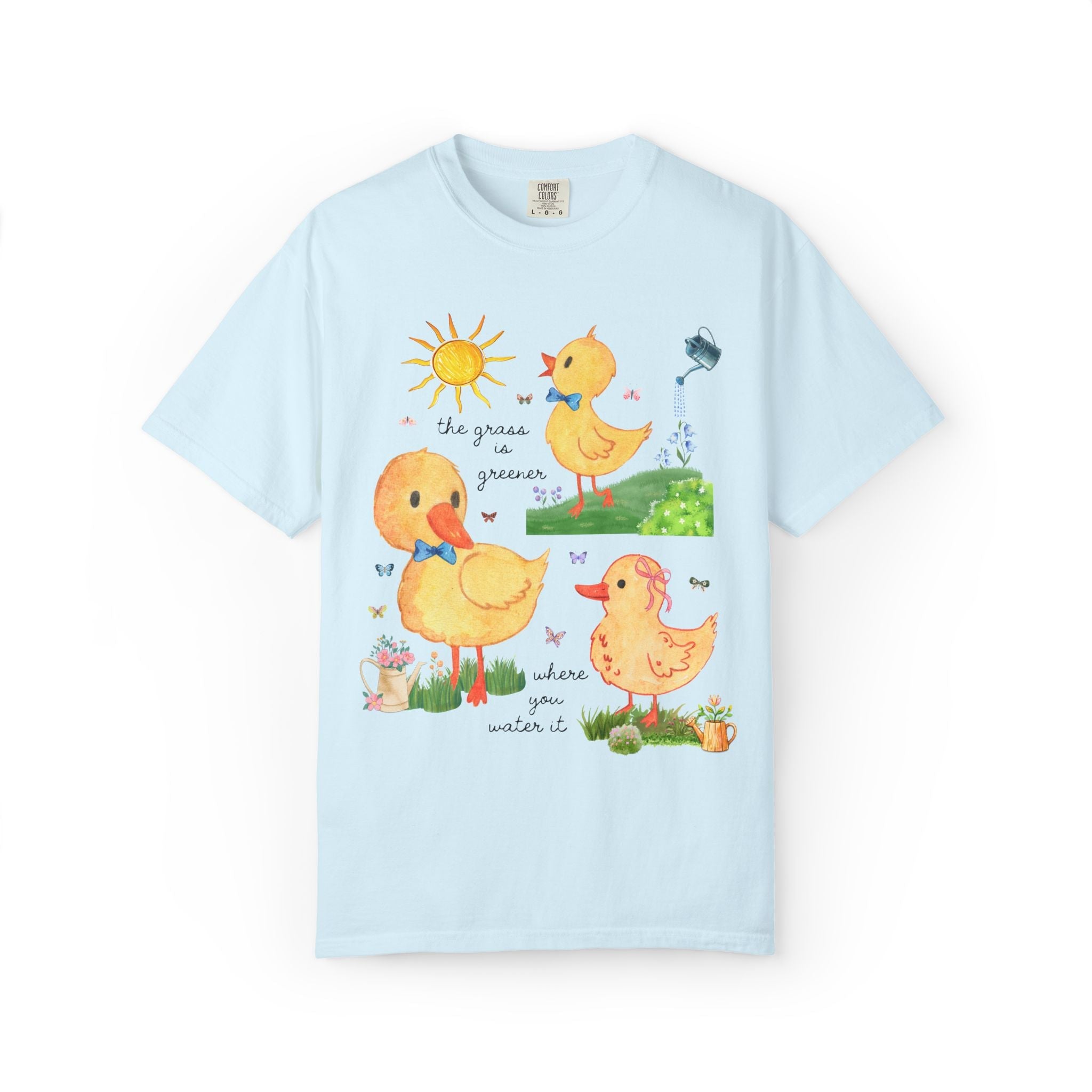 Sweet Duckling or Duck Lover Tee Shirt with Positive Affirmation, Dopamine Maximalist Kitschy Animal Lover T with Butterflies, 90s Aesthetic - Opal and June