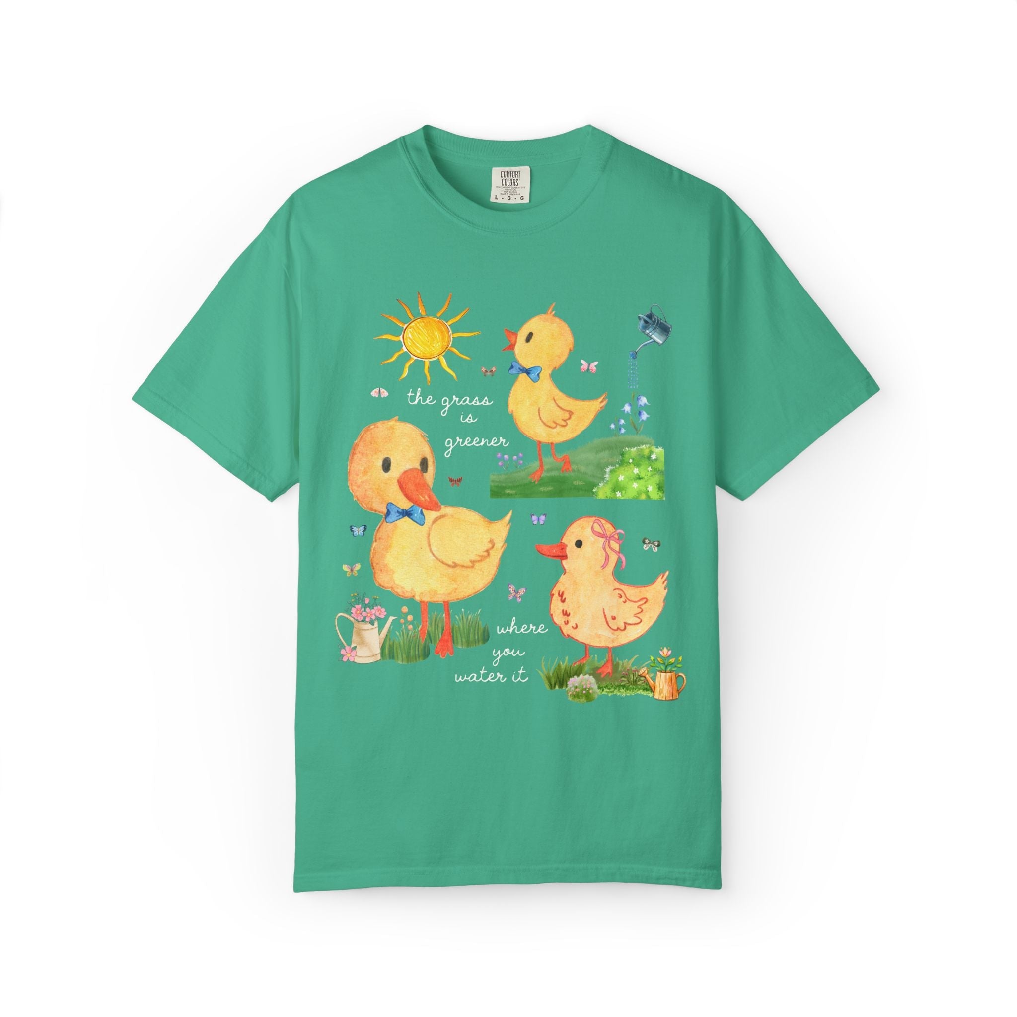 Sweet Duckling or Duck Lover Tee Shirt with Positive Affirmation, Dopamine Maximalist Kitschy Animal Lover T with Butterflies, 90s Aesthetic - Opal and June