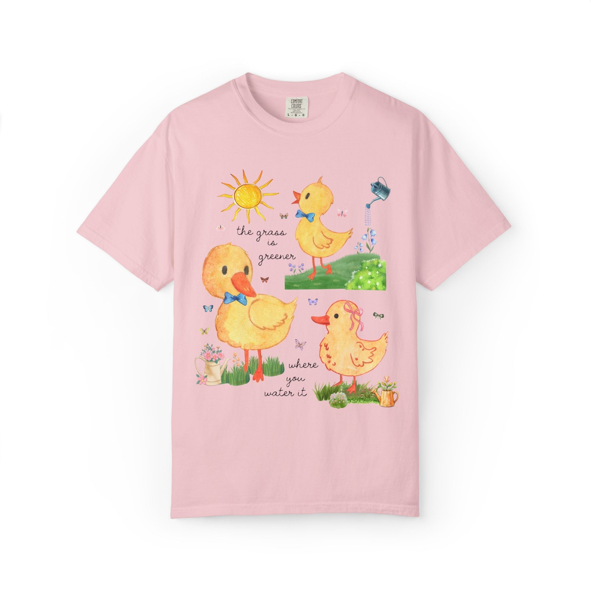 Sweet Duckling or Duck Lover Tee Shirt with Positive Affirmation, Dopamine Maximalist Kitschy Animal Lover T with Butterflies, 90s Aesthetic - Opal and June