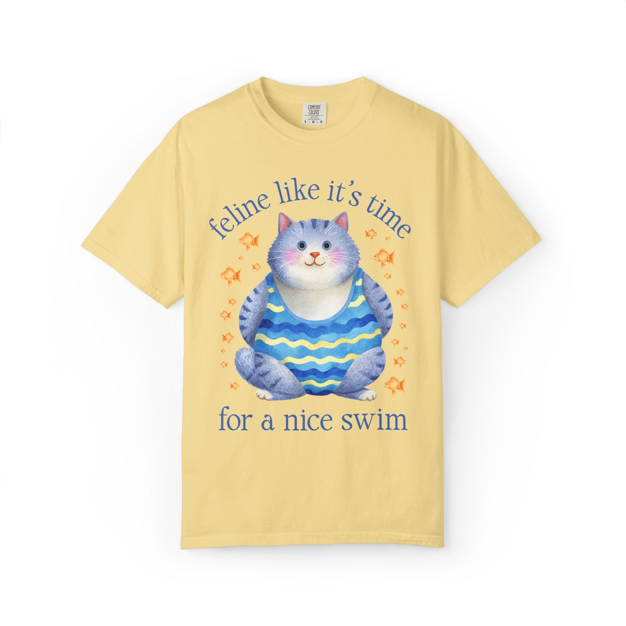 Swimming Lover Tee Shirt for Cat Lover on Swim Team or Dad Who Loves Being at the Pool: Feline Like It's Time for a Nice Swim, Cat Mom Tee - Opal and June