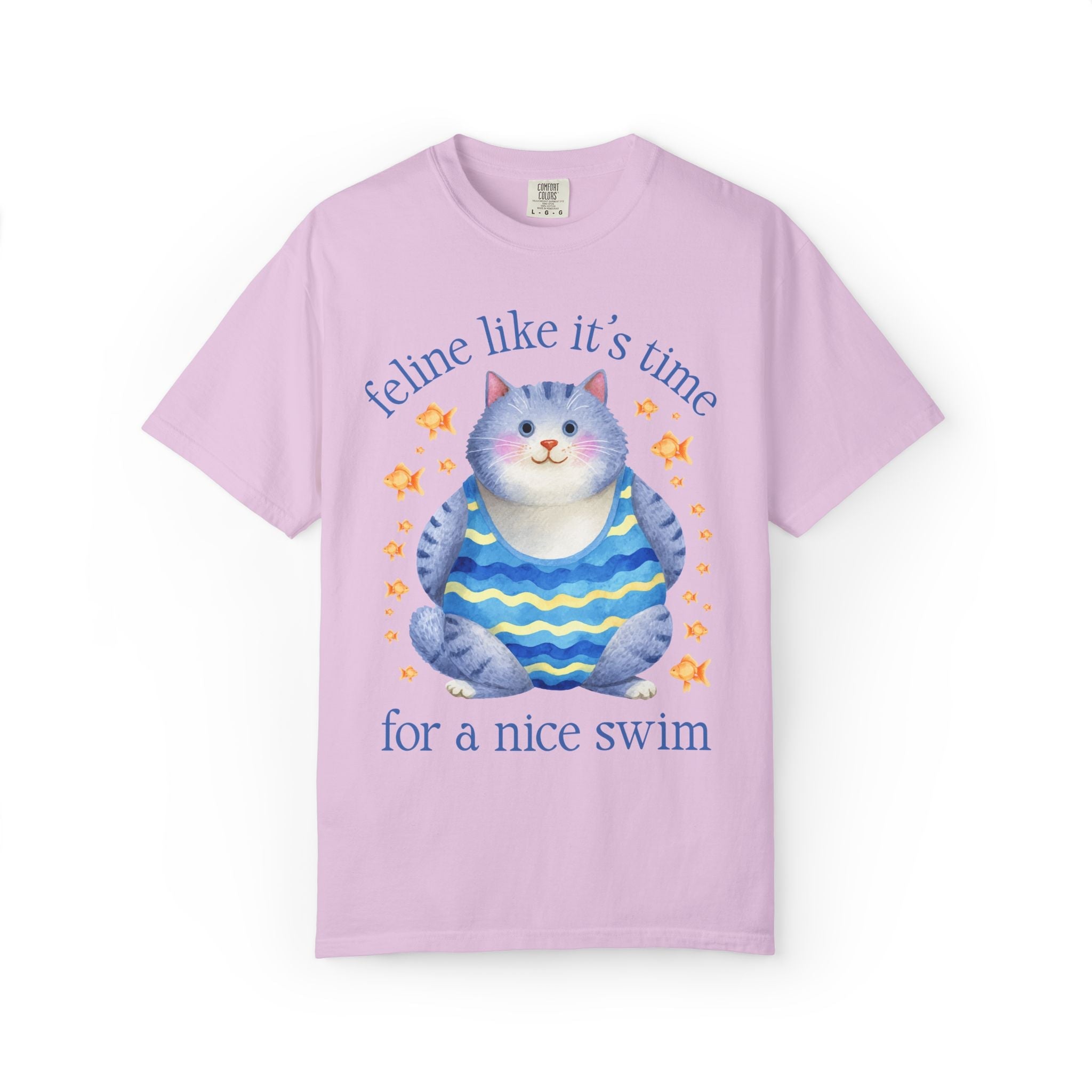 Swimming Lover Tee Shirt for Cat Lover on Swim Team or Dad Who Loves Being at the Pool: Feline Like It's Time for a Nice Swim, Cat Mom Tee - Opal and June