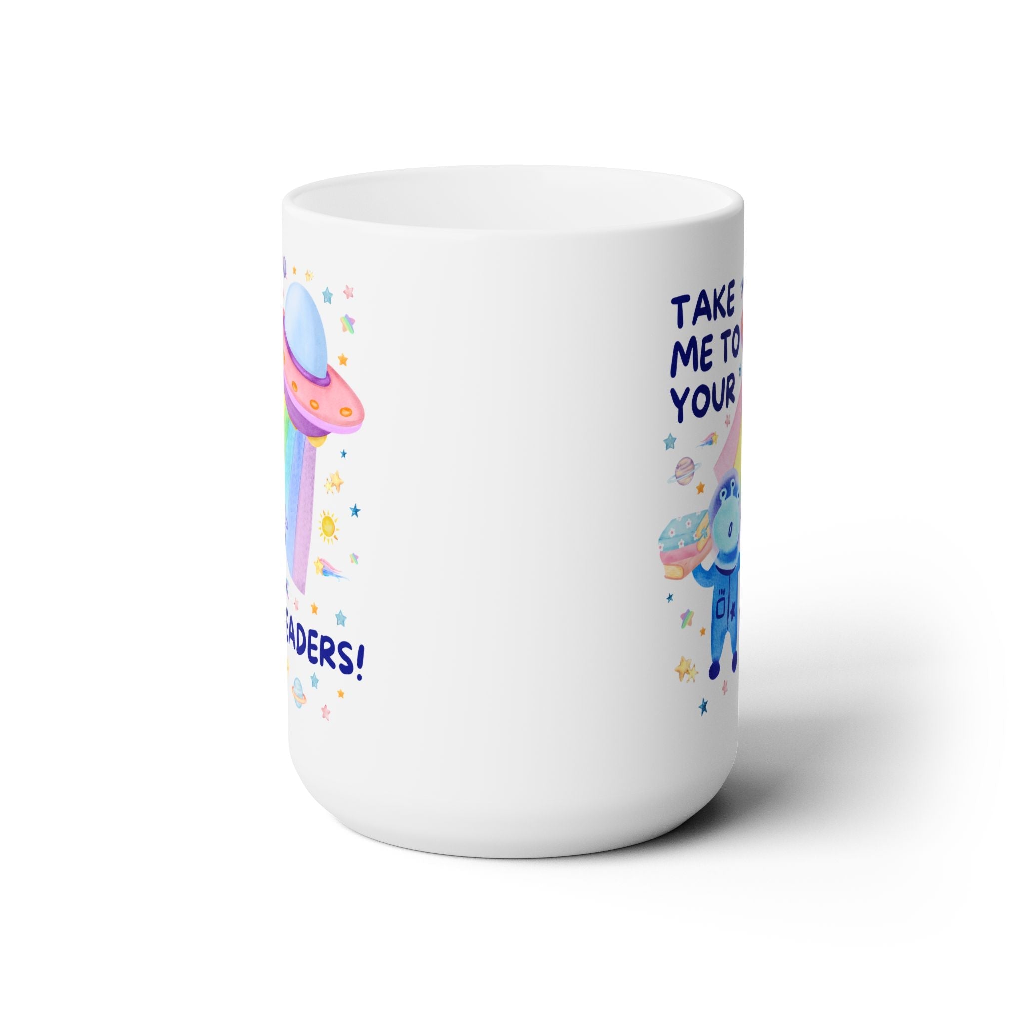 Take Me to Your Readers Coffee Mug: 15 Oz Coffee Mug for Reading Teacher or School Librarian - Opal and June