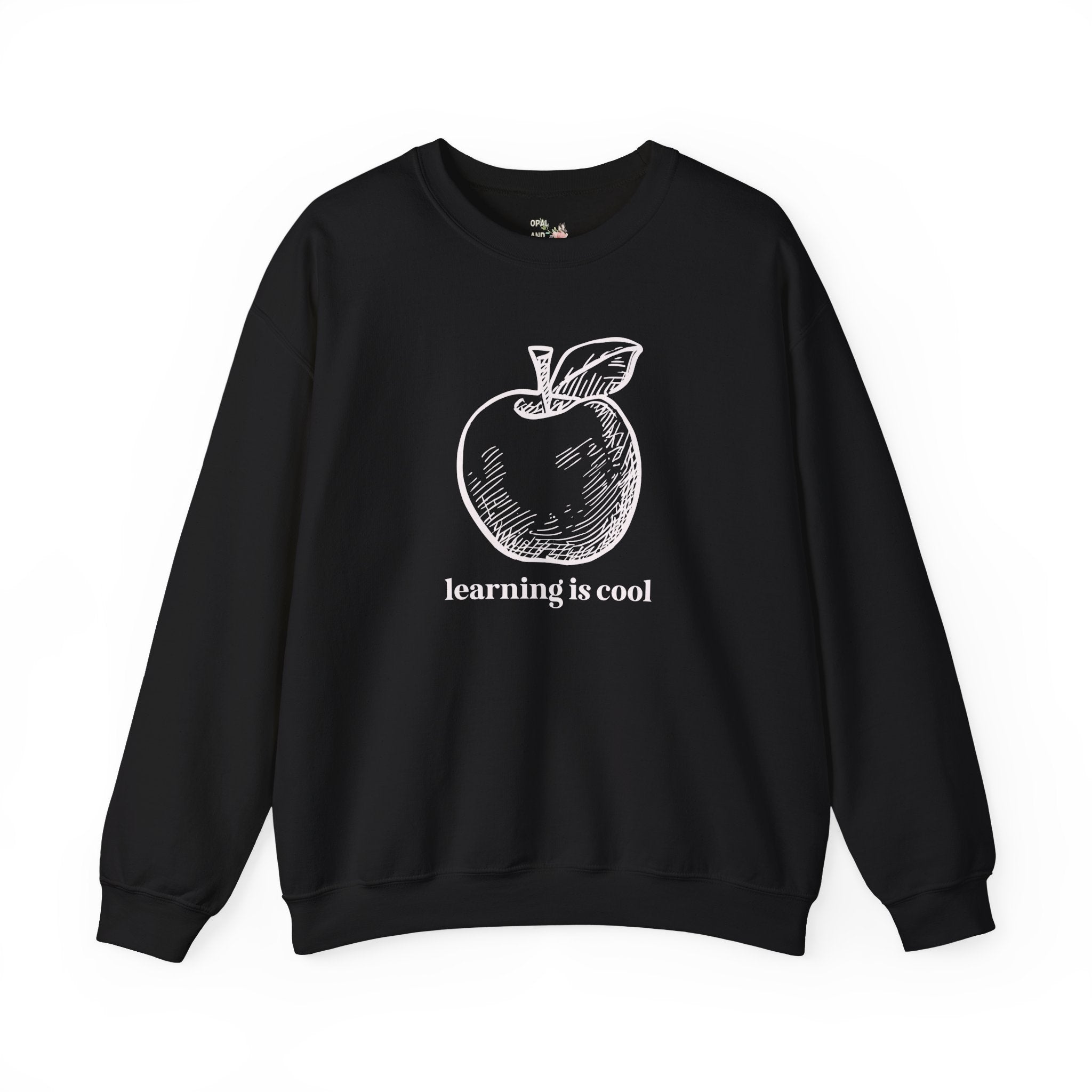 Teacher Appreciation Shirt: Learning is Cool, Funny Saying Sweatshirt with Cute Apple, Kindergarten or High School Teacher, Education Major - Opal and June