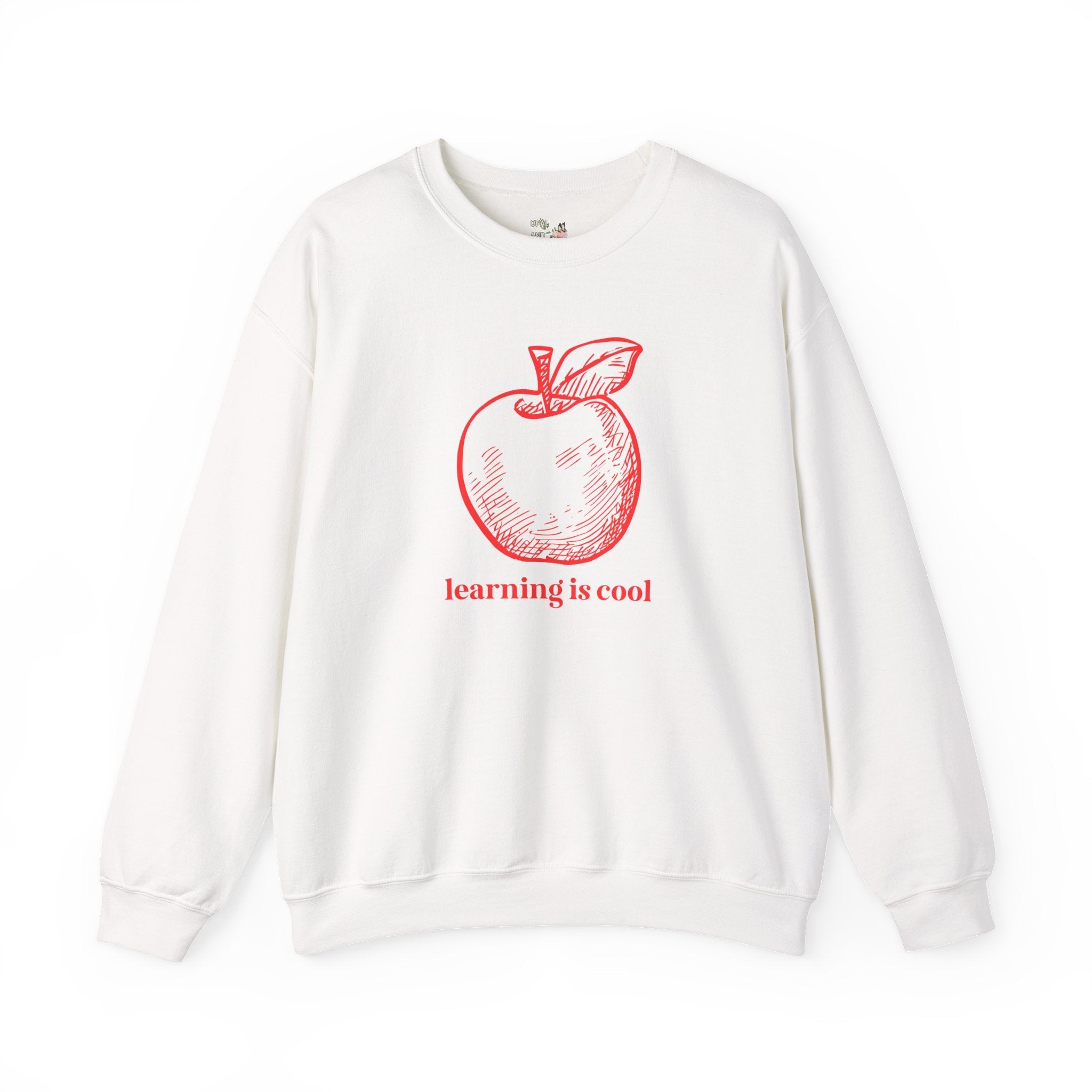 Teacher Appreciation Shirt: Learning is Cool, Funny Saying Sweatshirt with Cute Apple, Kindergarten or High School Teacher, Education Major - Opal and June