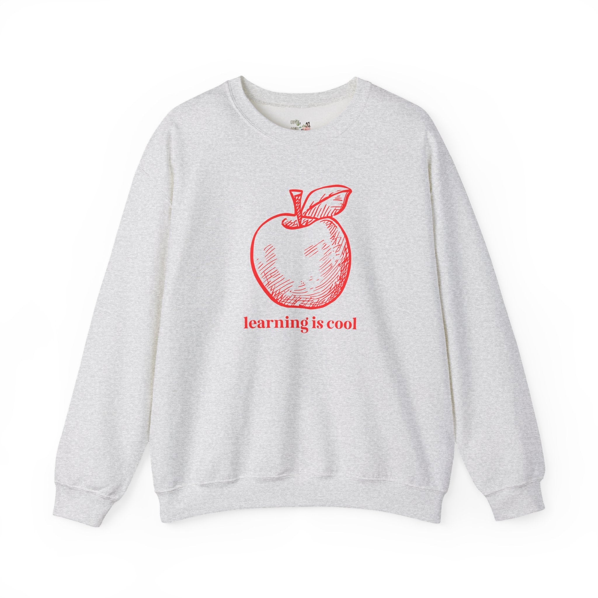 Teacher Appreciation Shirt: Learning is Cool, Funny Saying Sweatshirt with Cute Apple, Kindergarten or High School Teacher, Education Major - Opal and June
