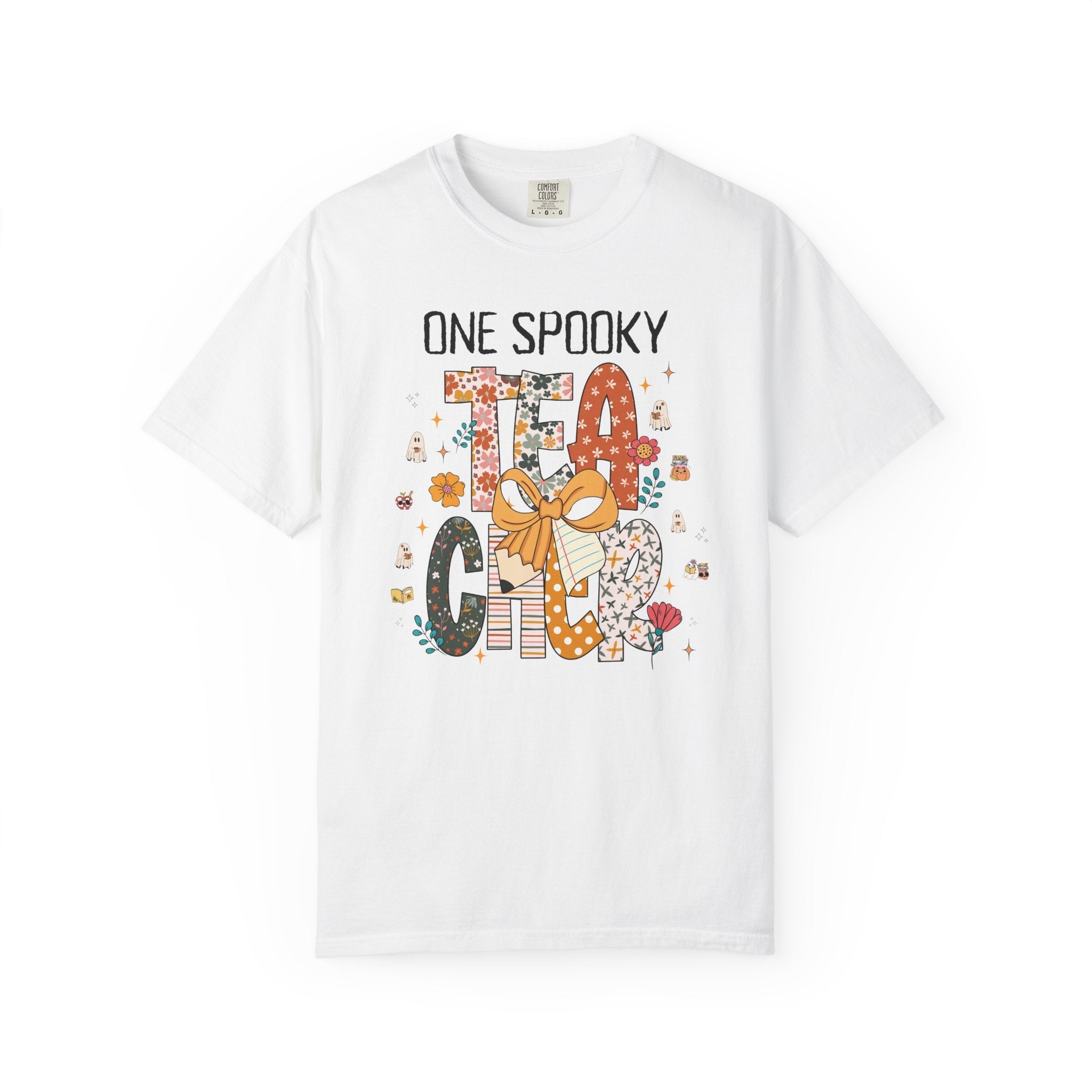 Teacher Halloween Tee Shirt for First Grade Teacher, Cute Kindergarten Crew T-Shirt for Spooky Season, One Spooky Teacher Tee with Ghosts - Opal and June