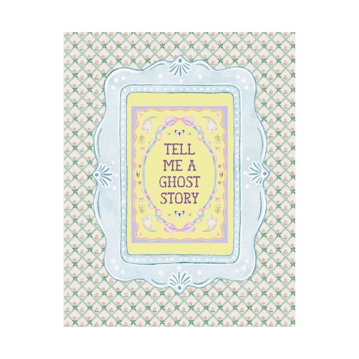 Tell Me a Ghost Story Cutecore Whimsy Halloween Poster Print for Friend Who Loves Ghost Stories, Spooky History Buff Wall Decor with Ghosts - Opal and June