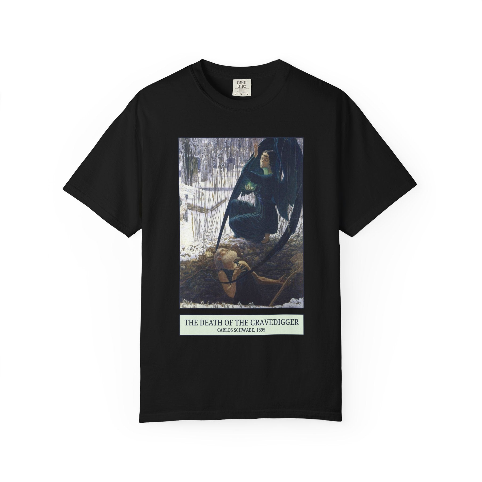 The Death of the Gravedigger by Carlos Schwabe: Spooky Art History Tee for Halloween, 19th Century Famous Painting, Symbolism Art Movement - Opal and June