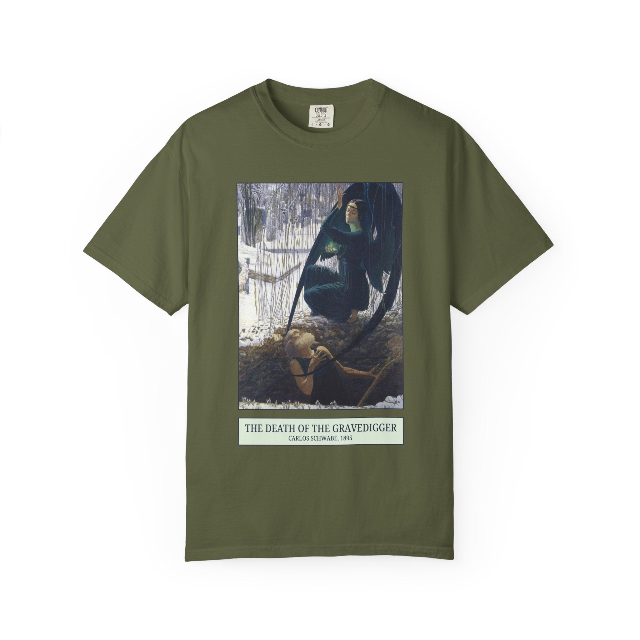 The Death of the Gravedigger by Carlos Schwabe: Spooky Art History Tee for Halloween, 19th Century Famous Painting, Symbolism Art Movement - Opal and June