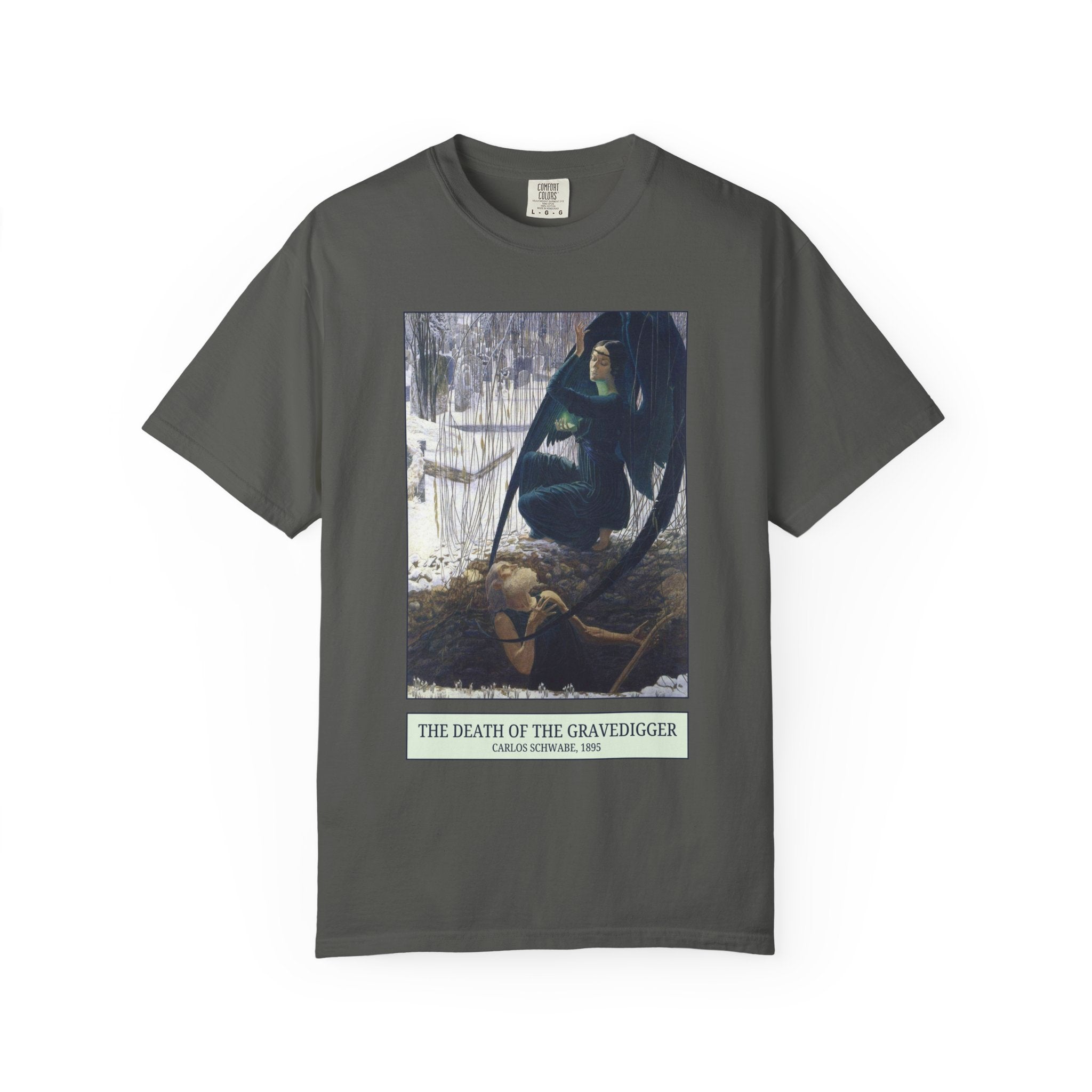 The Death of the Gravedigger by Carlos Schwabe: Spooky Art History Tee for Halloween, 19th Century Famous Painting, Symbolism Art Movement - Opal and June