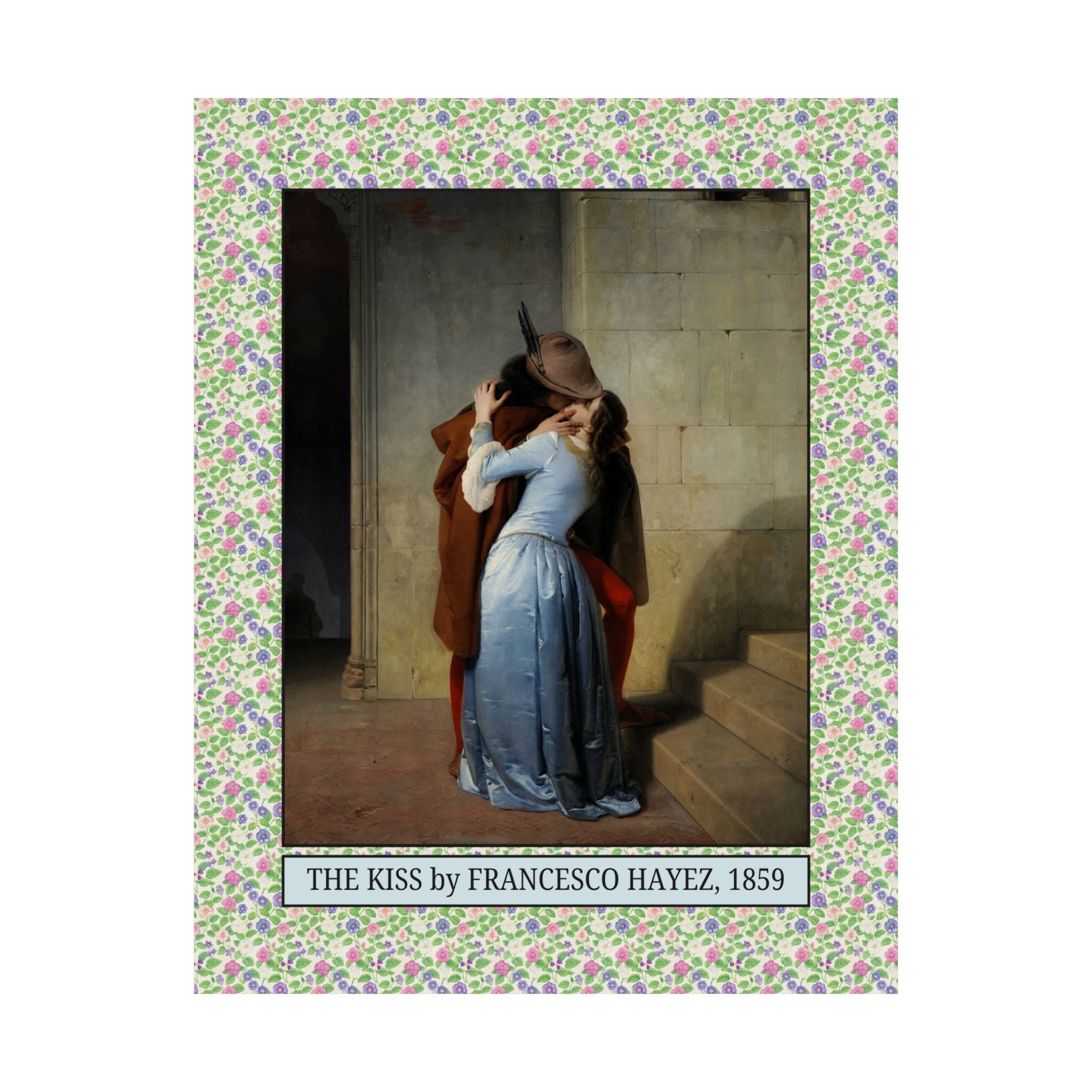 The Kiss Francesco Hayez, Cute Cottagecore Poster Print of Famous Painting, Romanticism Art Movement, 19th Century Italian Art History Gift - Opal and June