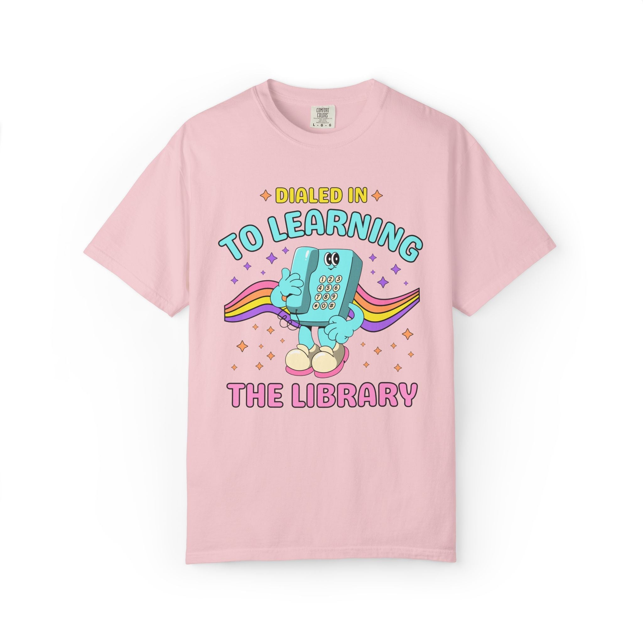 The Library Dialed Into Learning Retro School Subject T-Shirt for Teachers: Cute and Funny Matching Teacher, Back to School, Testing Day - Opal and June