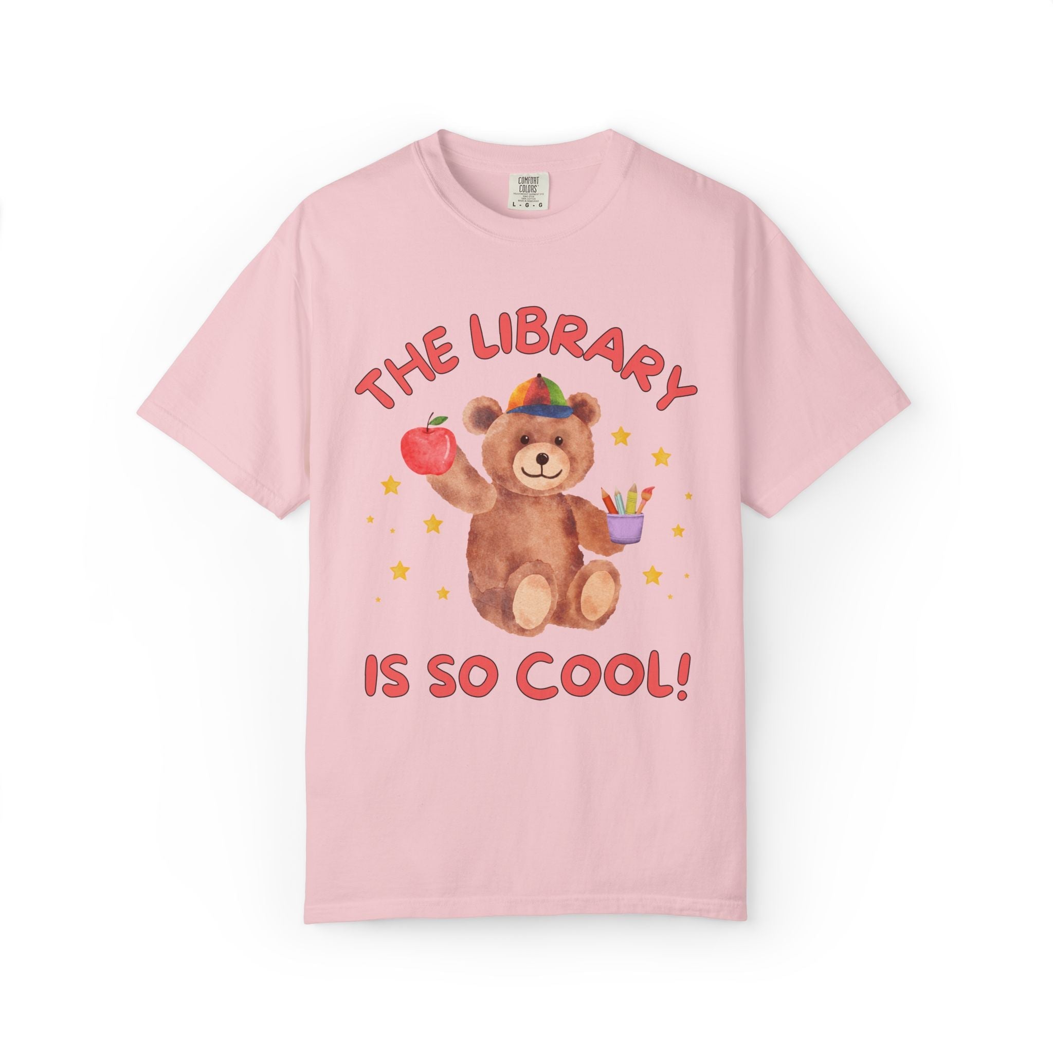 The Library is So Cool: Cute Cottagecore Bear T-Shirt for Back to School, 90s Aesthetic Animal Lover Matching Teacher T-Shirt - Opal and June