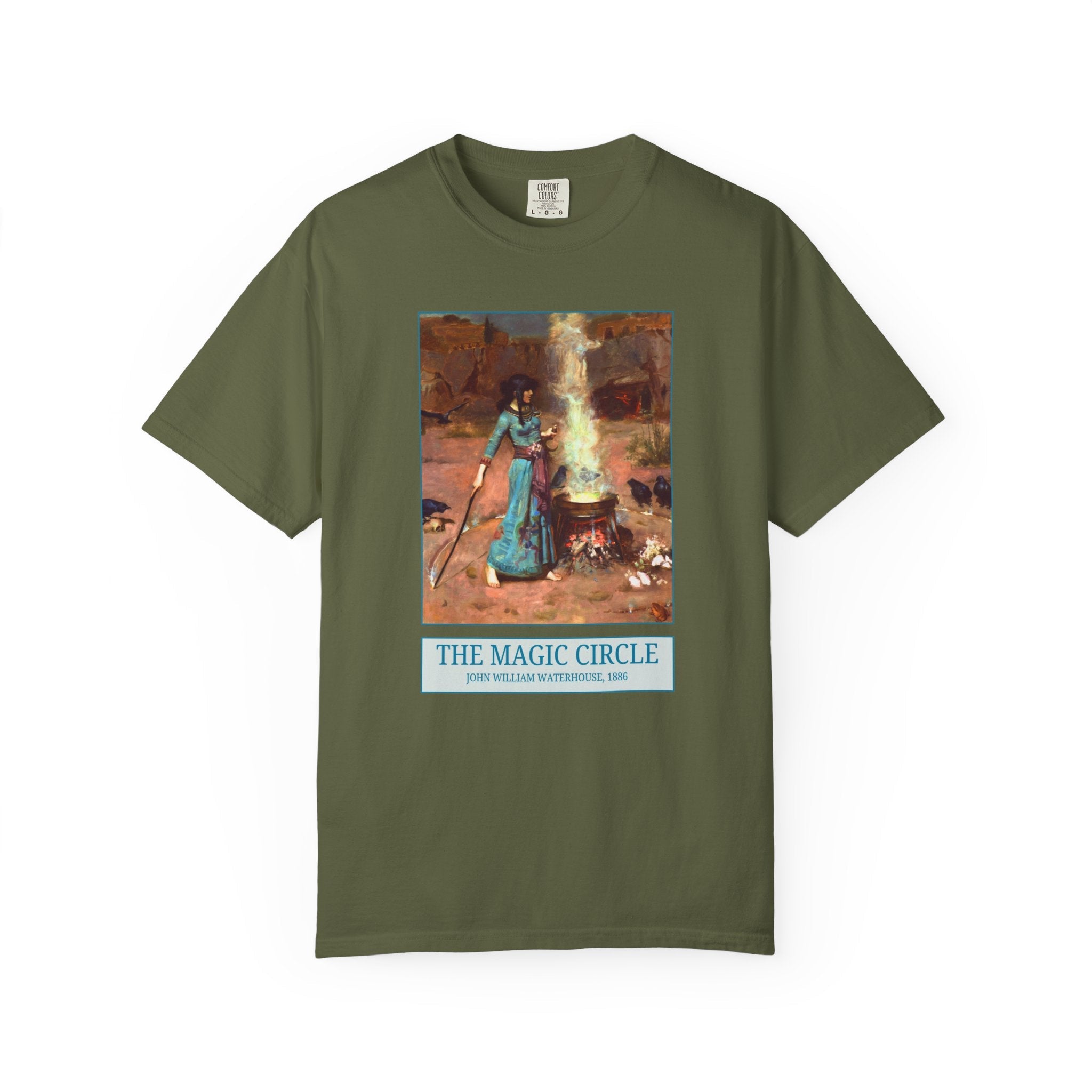 The Magic Circle by John William Waterhouse: Witchy Pre - Raphaelite Painting, Spooky Season Art History Tee Shirt for Humanities Teacher - Opal and June