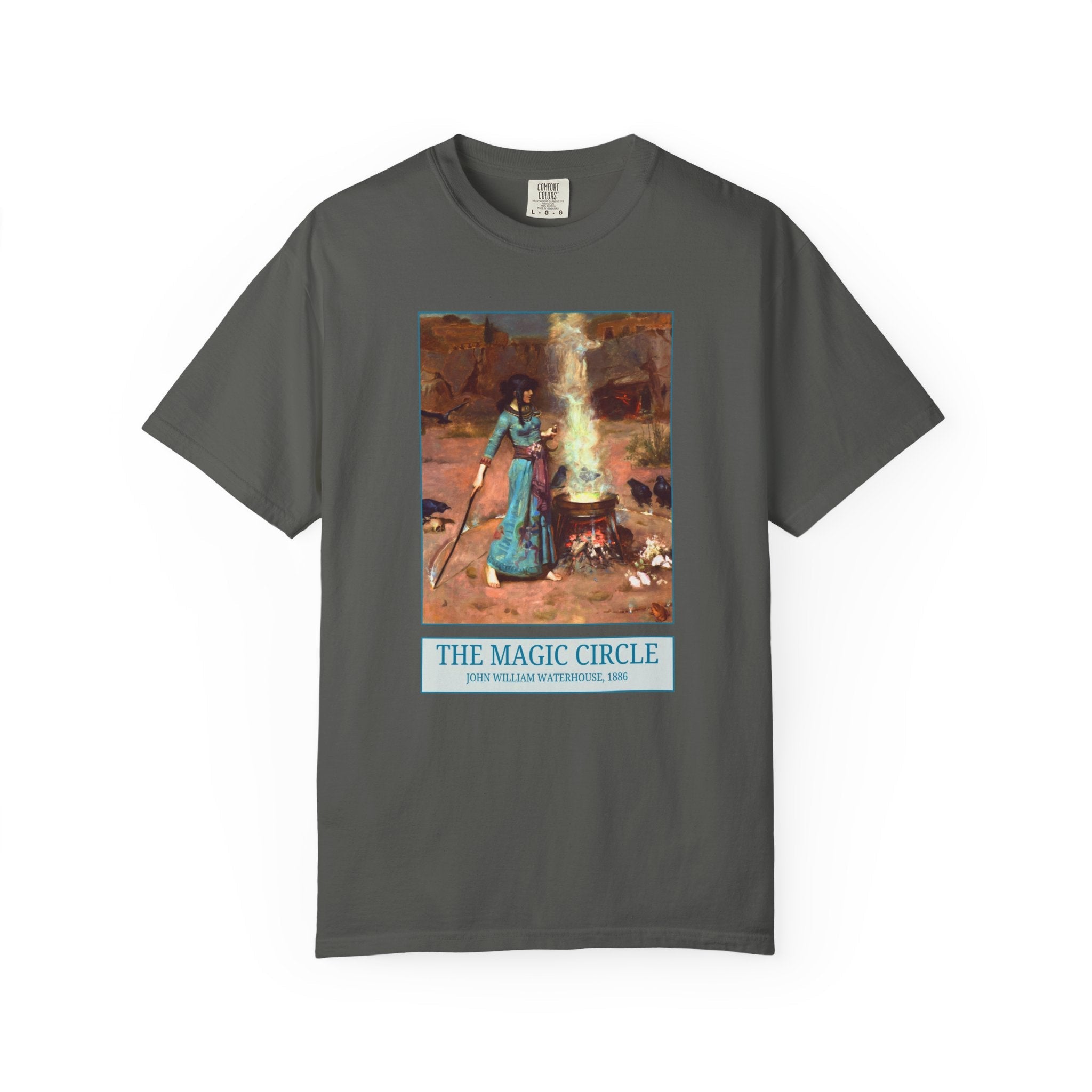The Magic Circle by John William Waterhouse: Witchy Pre - Raphaelite Painting, Spooky Season Art History Tee Shirt for Humanities Teacher - Opal and June
