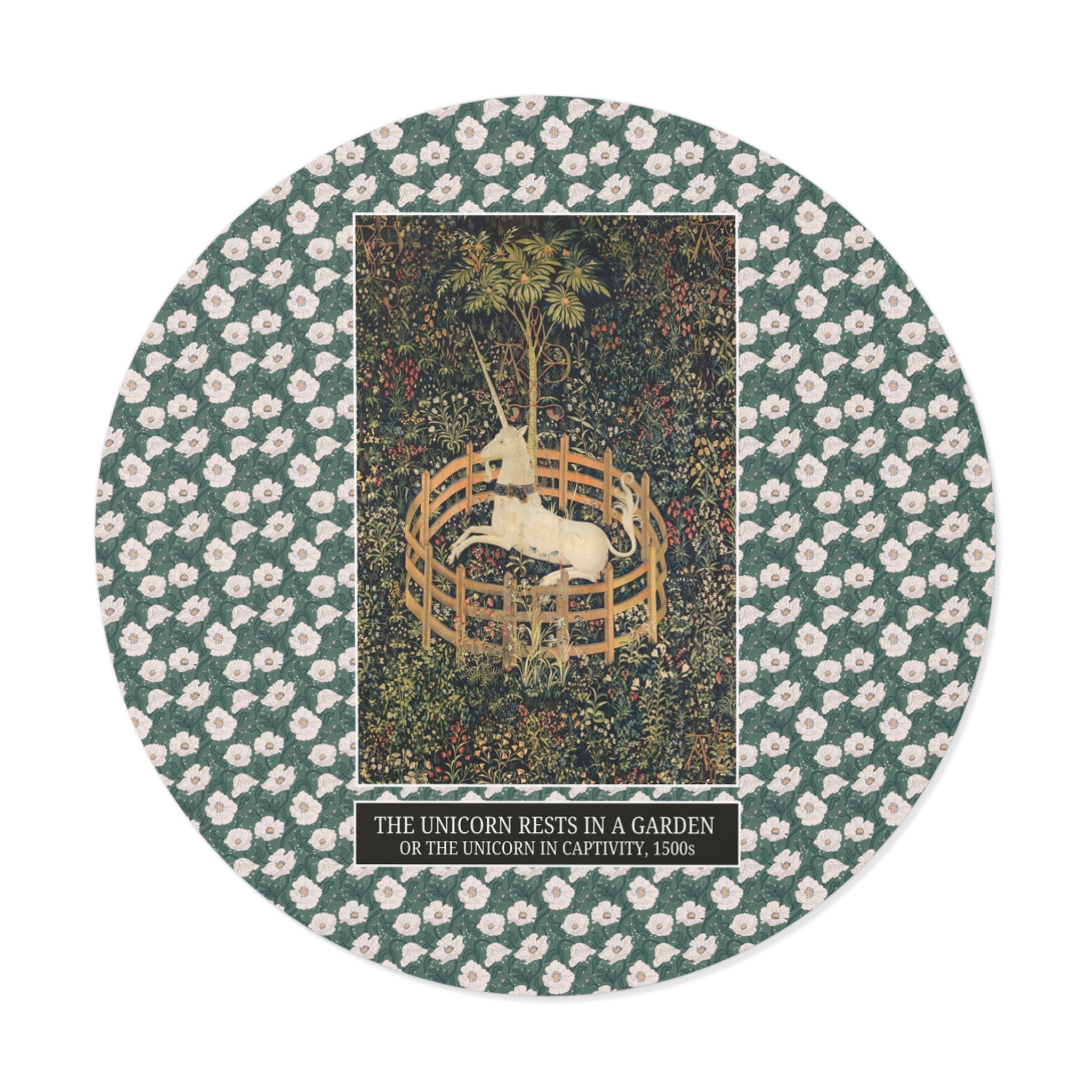 The Unicorn Rests in a Garden or The Unicorn in Captivity, Boho Aesthetic Art History Sticker, Early 16th Century Artwork, Humanities Major - Opal and June