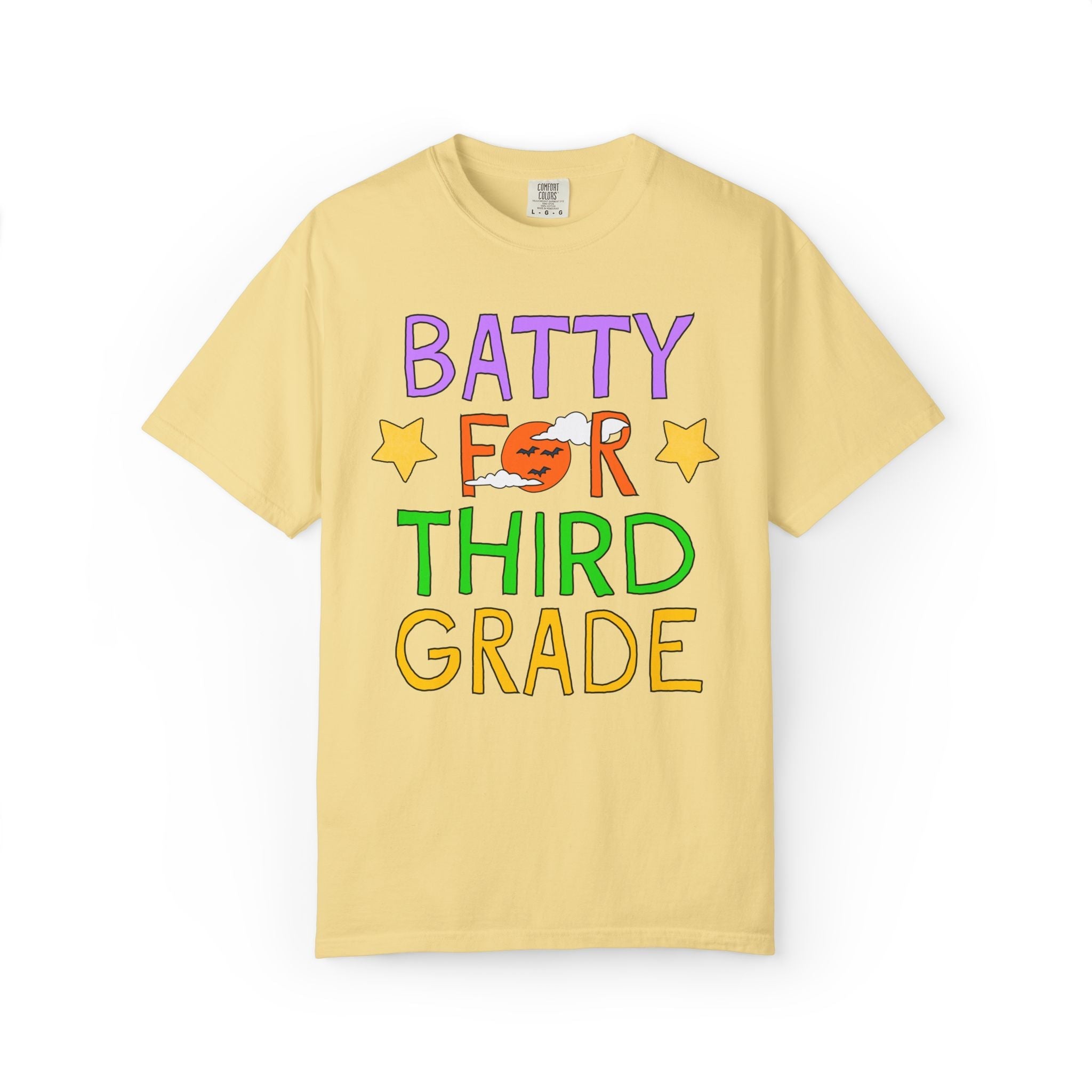 Third Grade Halloween Teacher Tee Shirt: Batty for Third Grade | Cute and Nostalgic Halloween Teacher Team T-Shirt for October, 90s Vibe - Opal and June