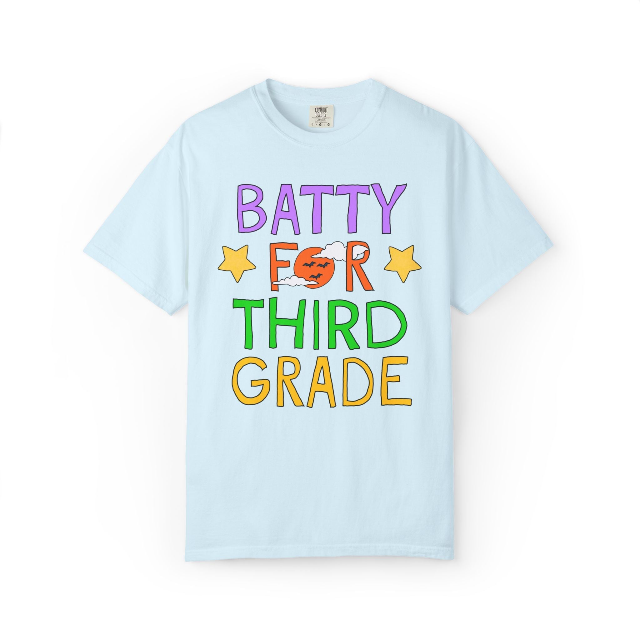 Third Grade Halloween Teacher Tee Shirt: Batty for Third Grade | Cute and Nostalgic Halloween Teacher Team T-Shirt for October, 90s Vibe - Opal and June
