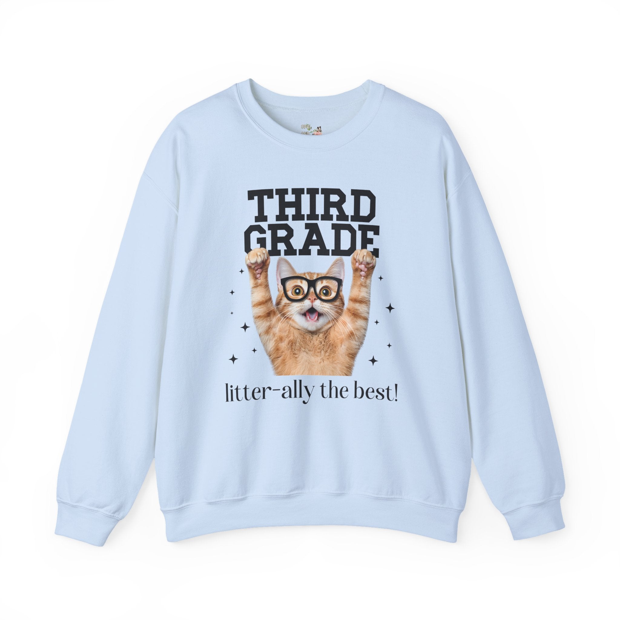 Third Grade Teacher Cat Lover Sweatshirt for Back to School, Funny Saying Cat Mom or Cat Dad Gift, First Day of School Teacher Team Shirt - Opal and June