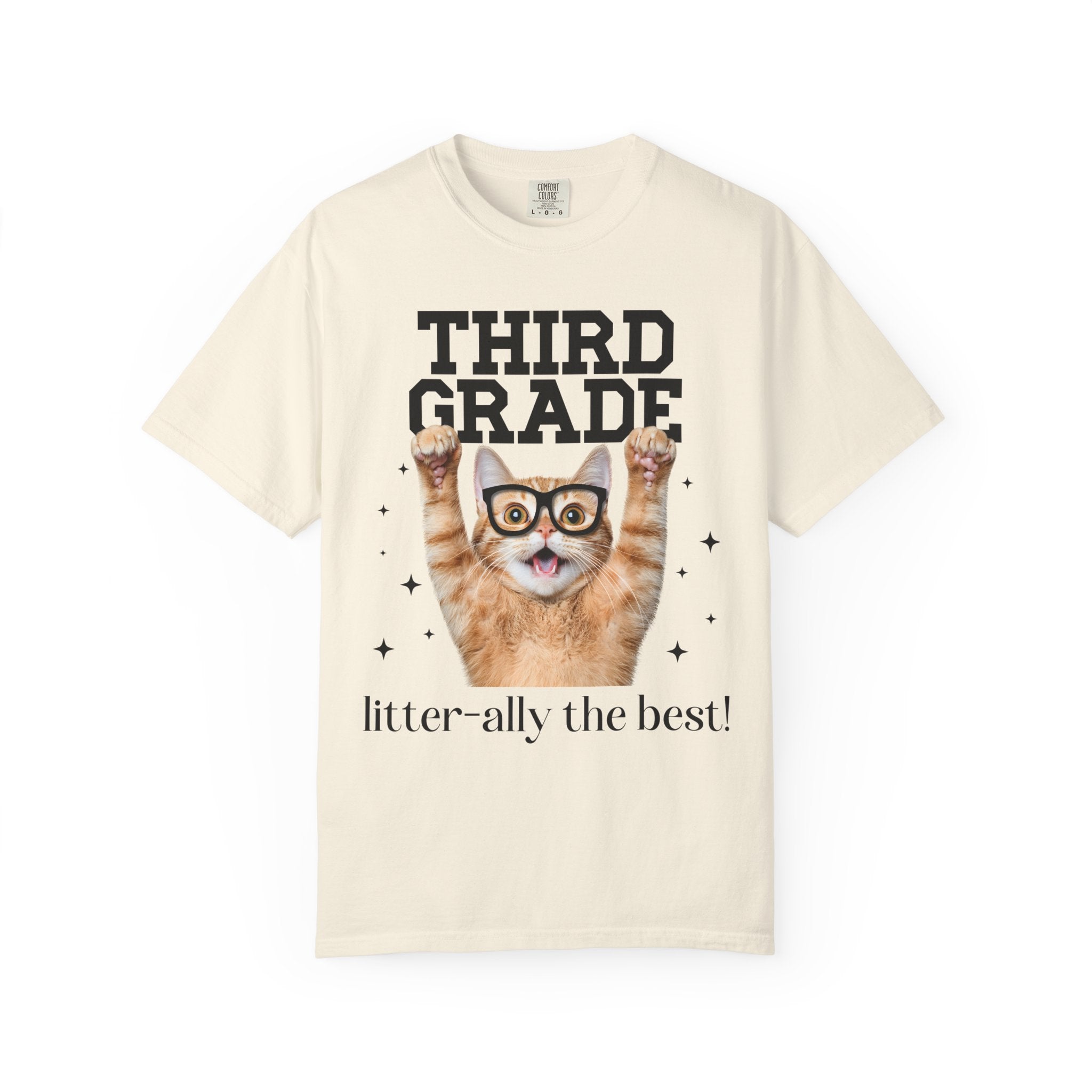 Third Grade Teacher Cat Lover Tee Shirt for Back to School, Funny Saying Cat Mom or Cat Dad Gift, First Day of School Teacher Team Shirt - Opal and June