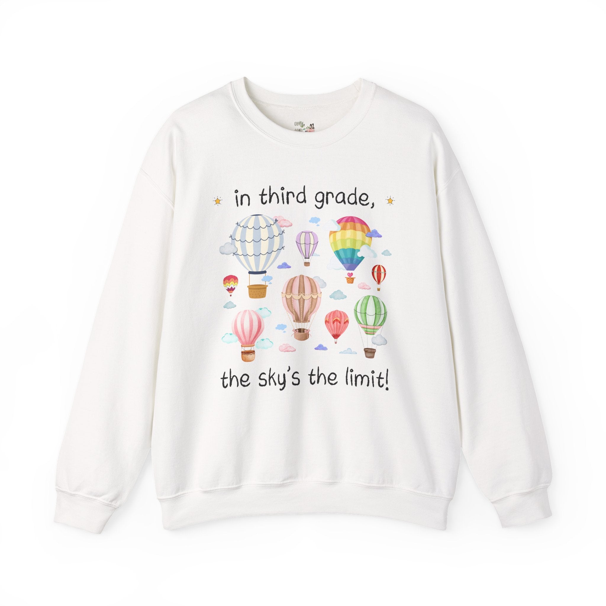 Third Grade Teacher Sweatshirt, Cute Retro Hot Air Balloons, Uplifting Colorful Maximalist Back to School Shirt, Matching Teacher Crewneck - Opal and June