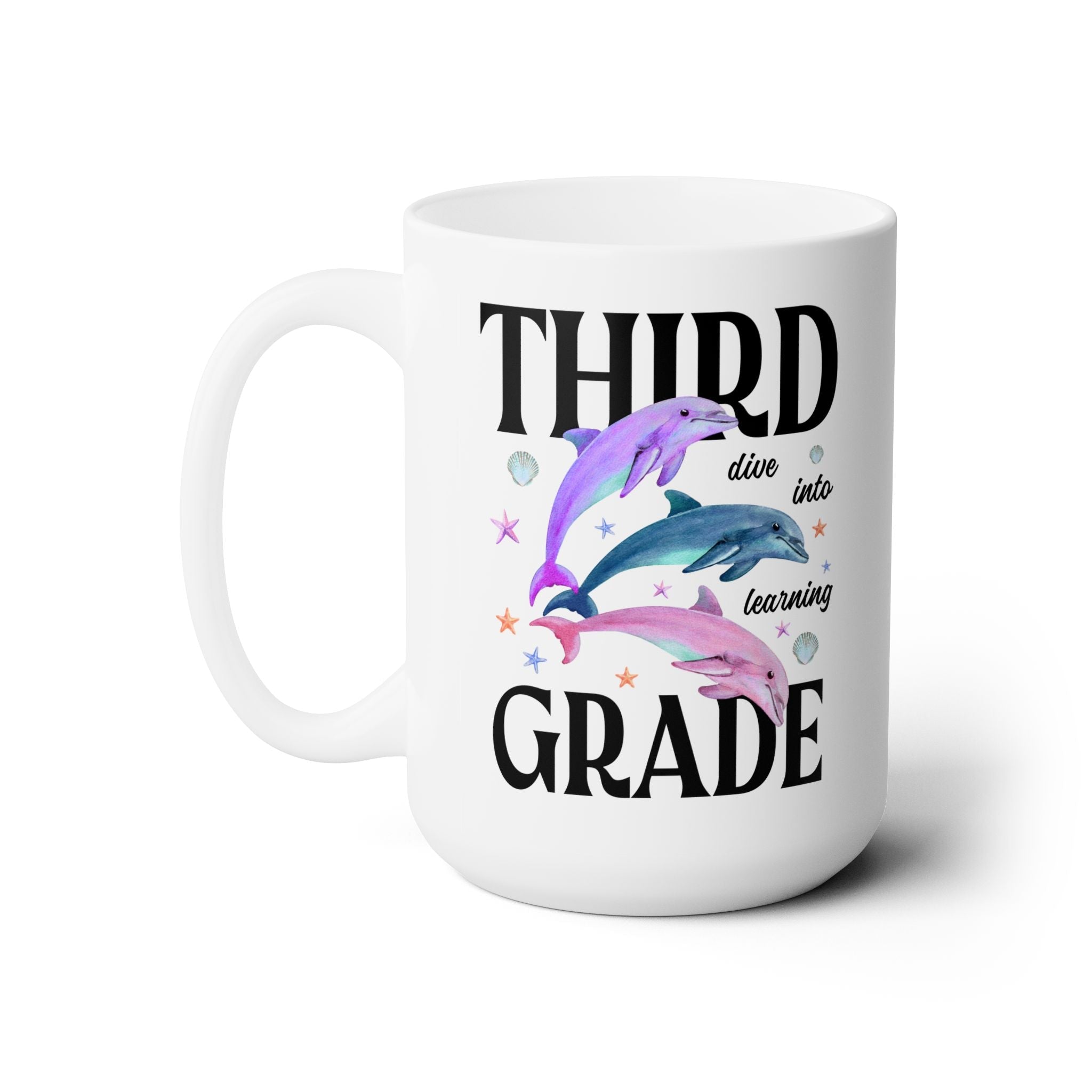 Third Grade Teacher Team Coffee Mug with Dolphins: Dive Into Learning - Opal and June