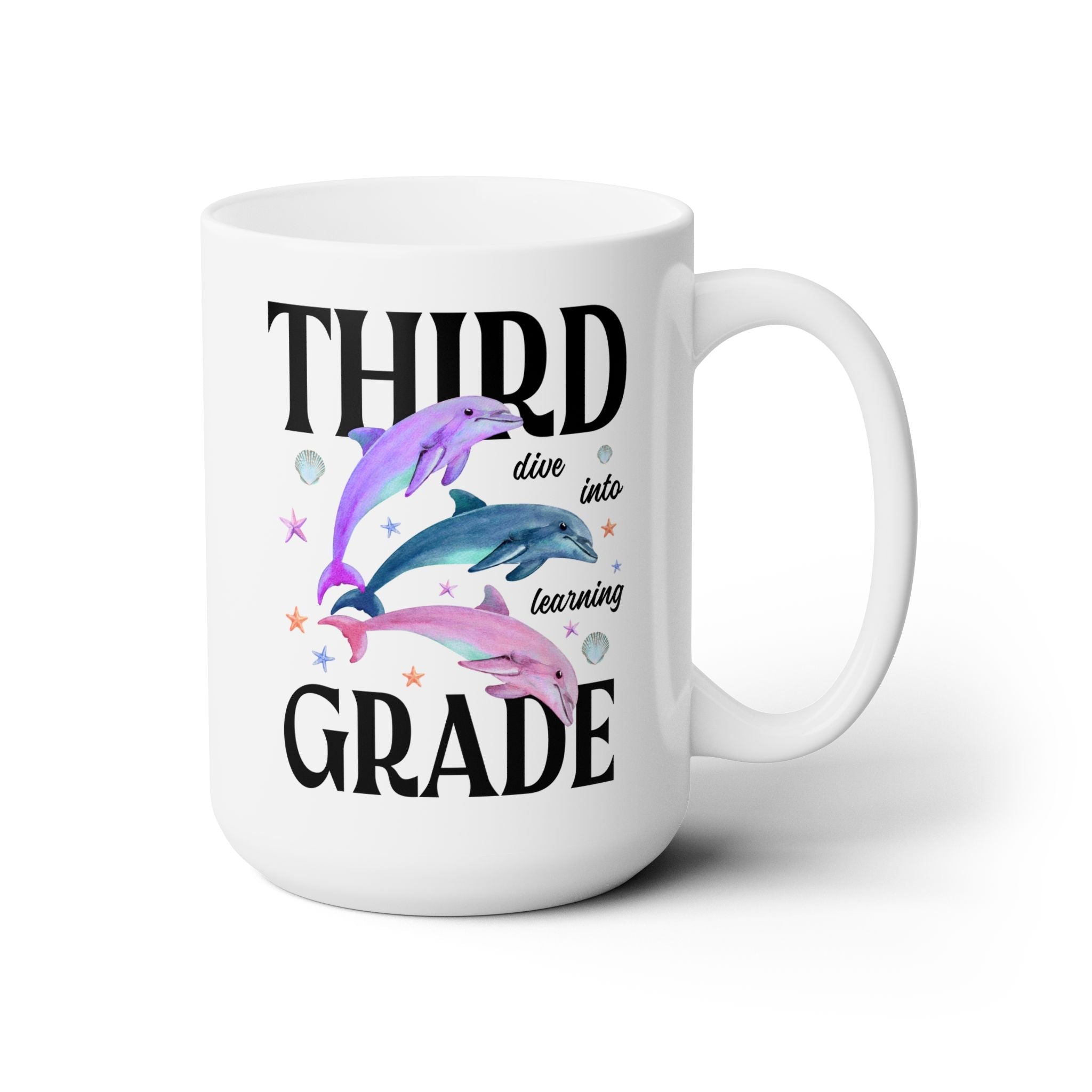 Third Grade Teacher Team Coffee Mug with Dolphins: Dive Into Learning - Opal and June