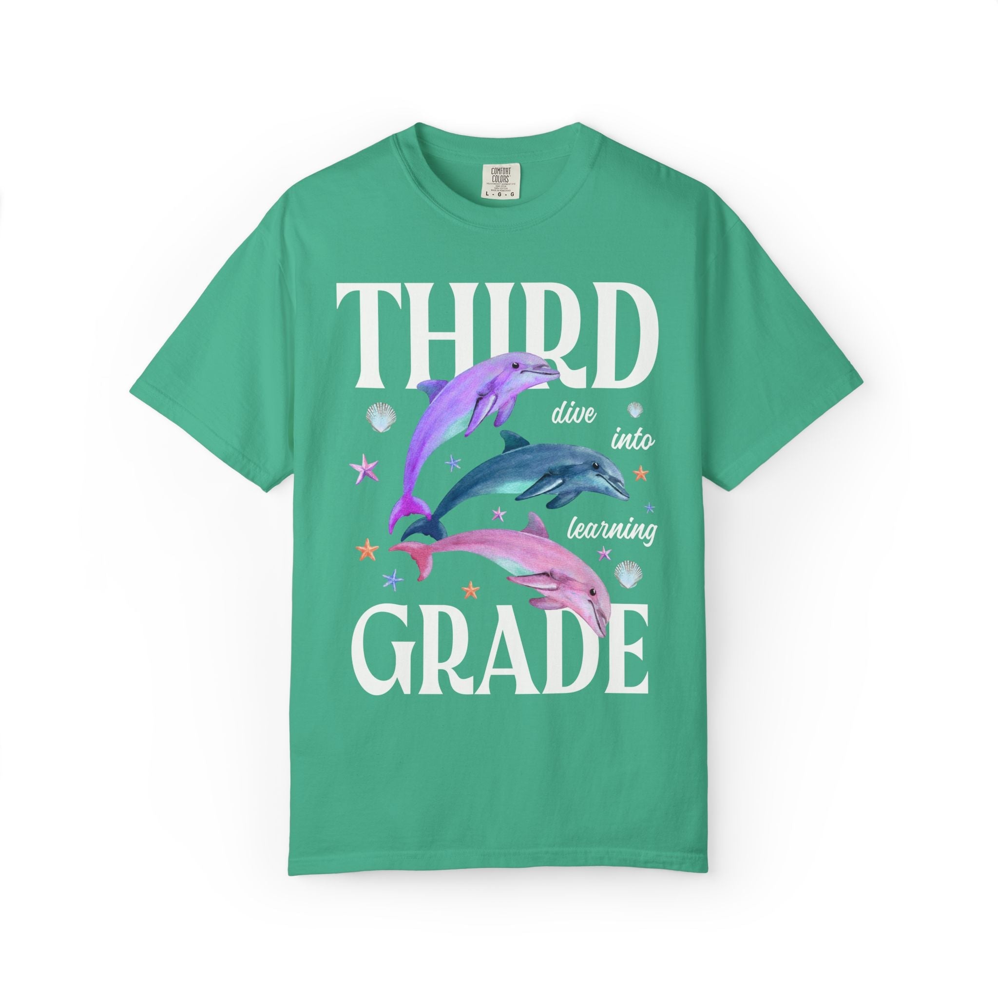 Third Grade Teacher Team Tee Shirt with Dolphins: Dive Into Learning - Opal and June