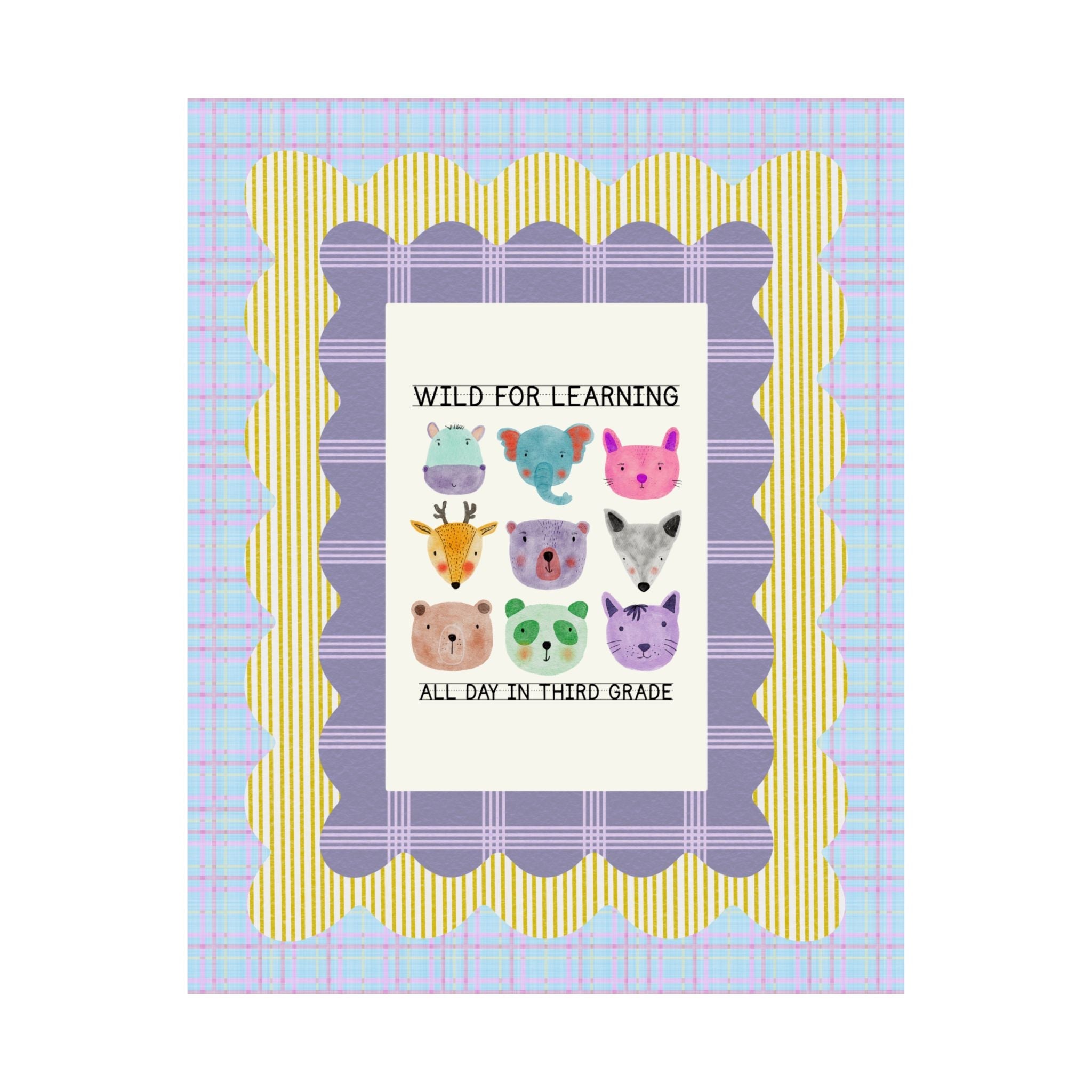 Third Grade Wild for Learning Poster for Animal Lover, Colorful Maximalist 90s Aesthetic Print for First Grade Crew, Matching Teacher Gift - Opal and June