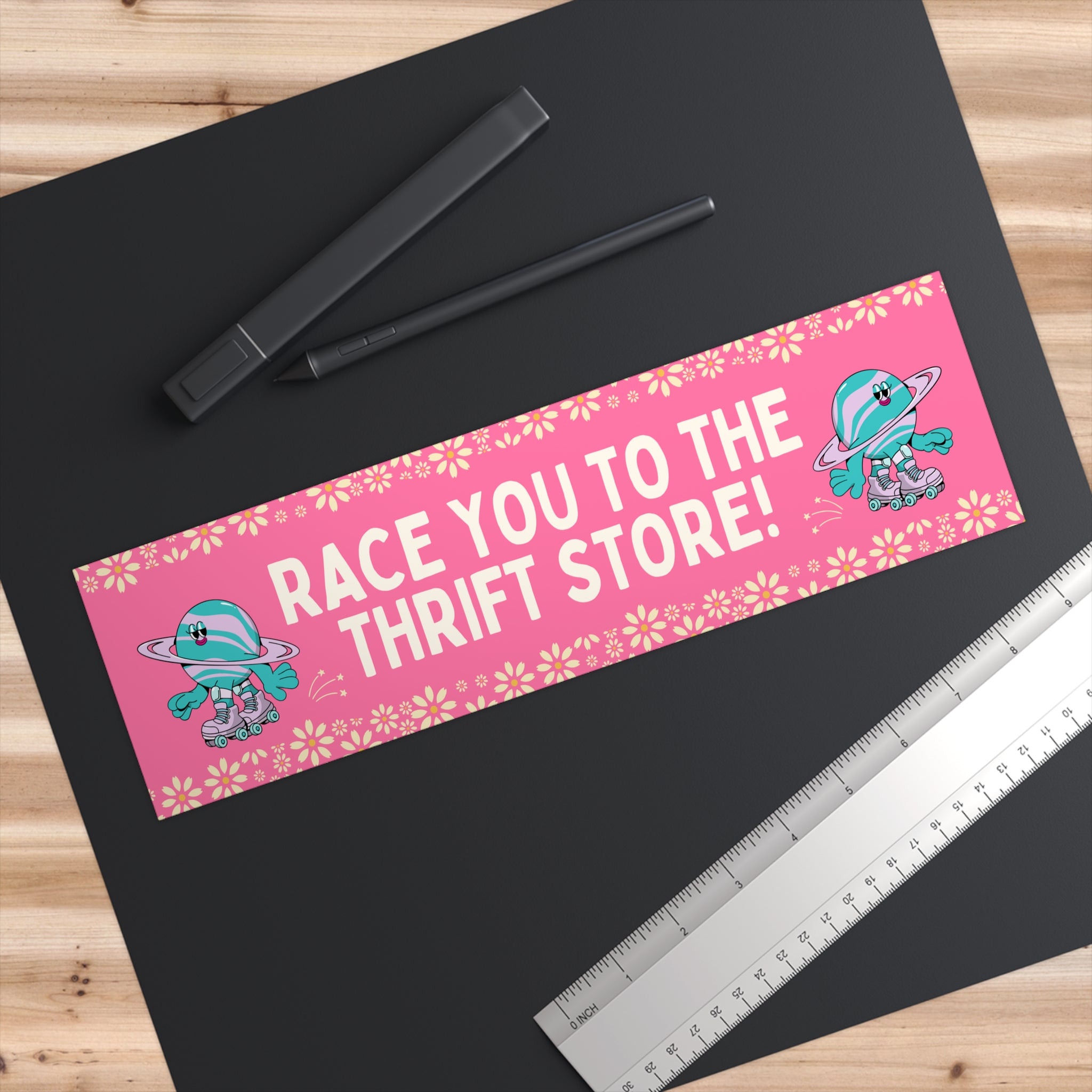 Thrift Store Lover Bumper Sticker for Friend Who Loves Thrifting or Antiquing: Race You To The Thrift Store! Funny Saying Sticker for Car - Opal and June