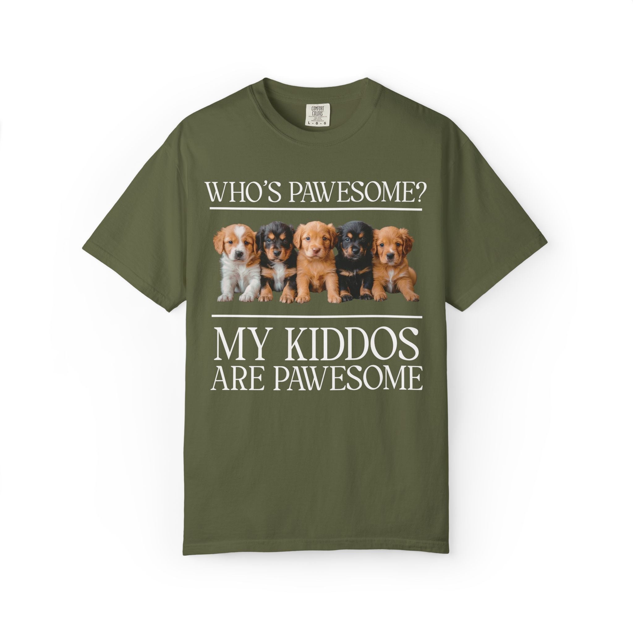 Toddler Mom or Preschool Mama Tee with Puppies: My Kiddos Are Pawesome, Silly Animal Lover Tee for Mother's Day, Gift from Daughter or Son - Opal and June