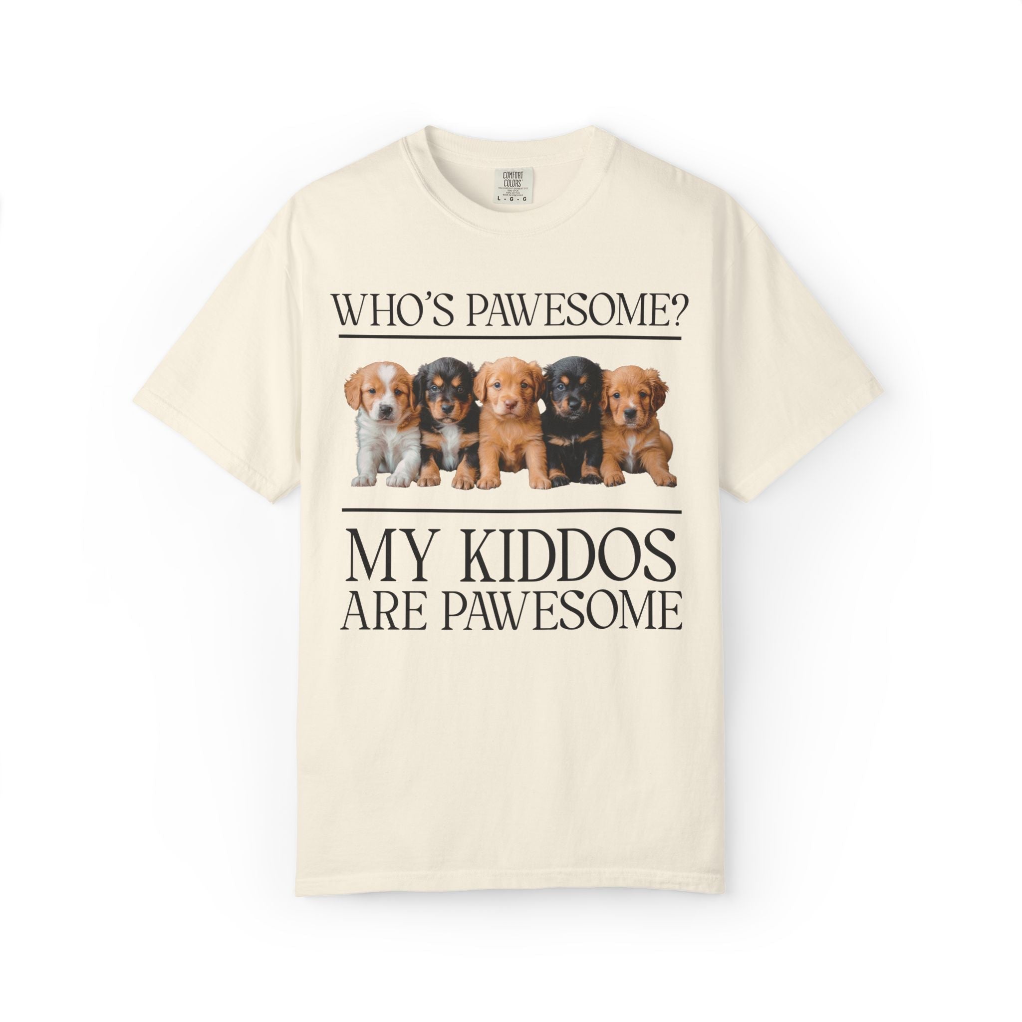 Toddler Mom or Preschool Mama Tee with Puppies: My Kiddos Are Pawesome, Silly Animal Lover Tee for Mother's Day, Gift from Daughter or Son - Opal and June