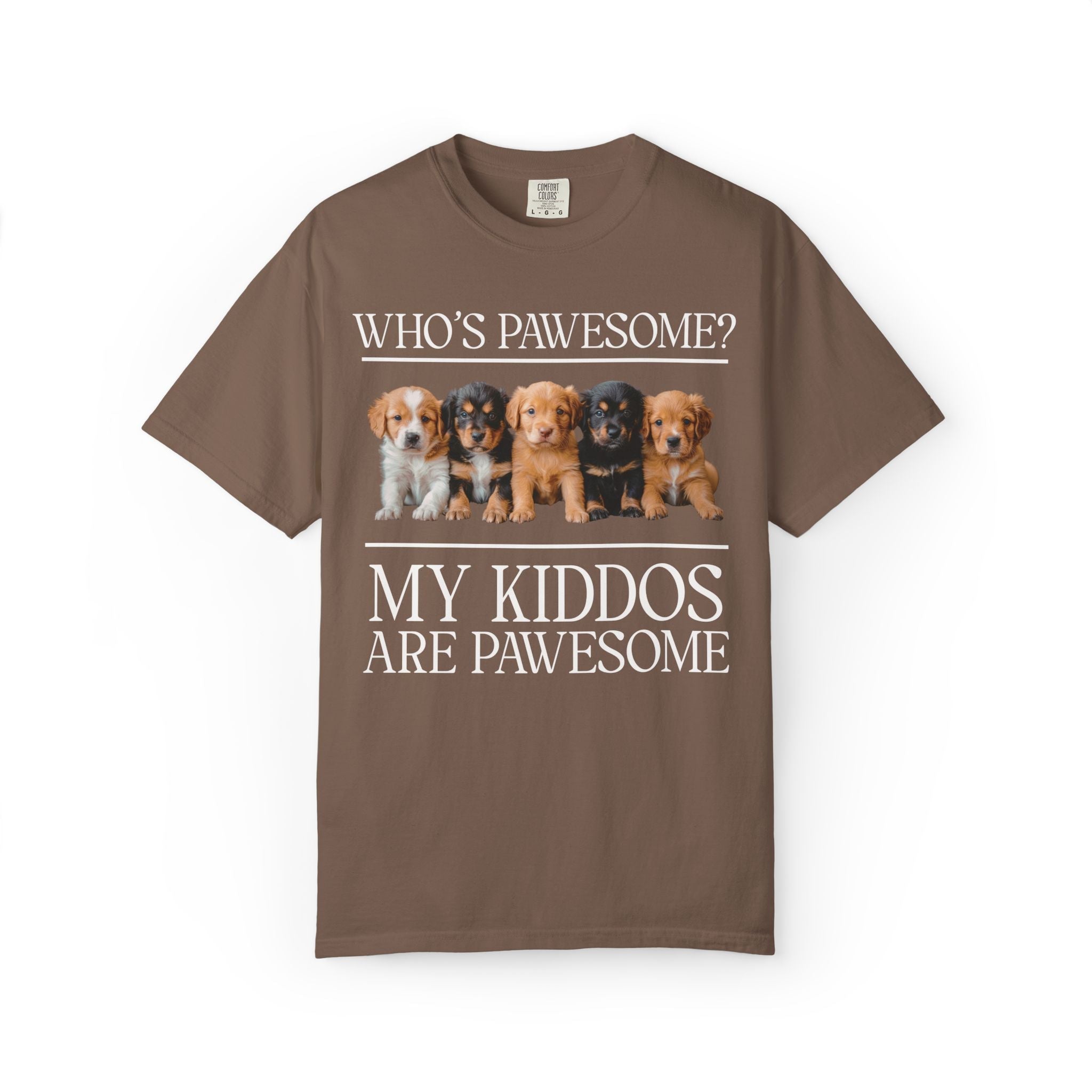 Toddler Mom or Preschool Mama Tee with Puppies: My Kiddos Are Pawesome, Silly Animal Lover Tee for Mother's Day, Gift from Daughter or Son - Opal and June