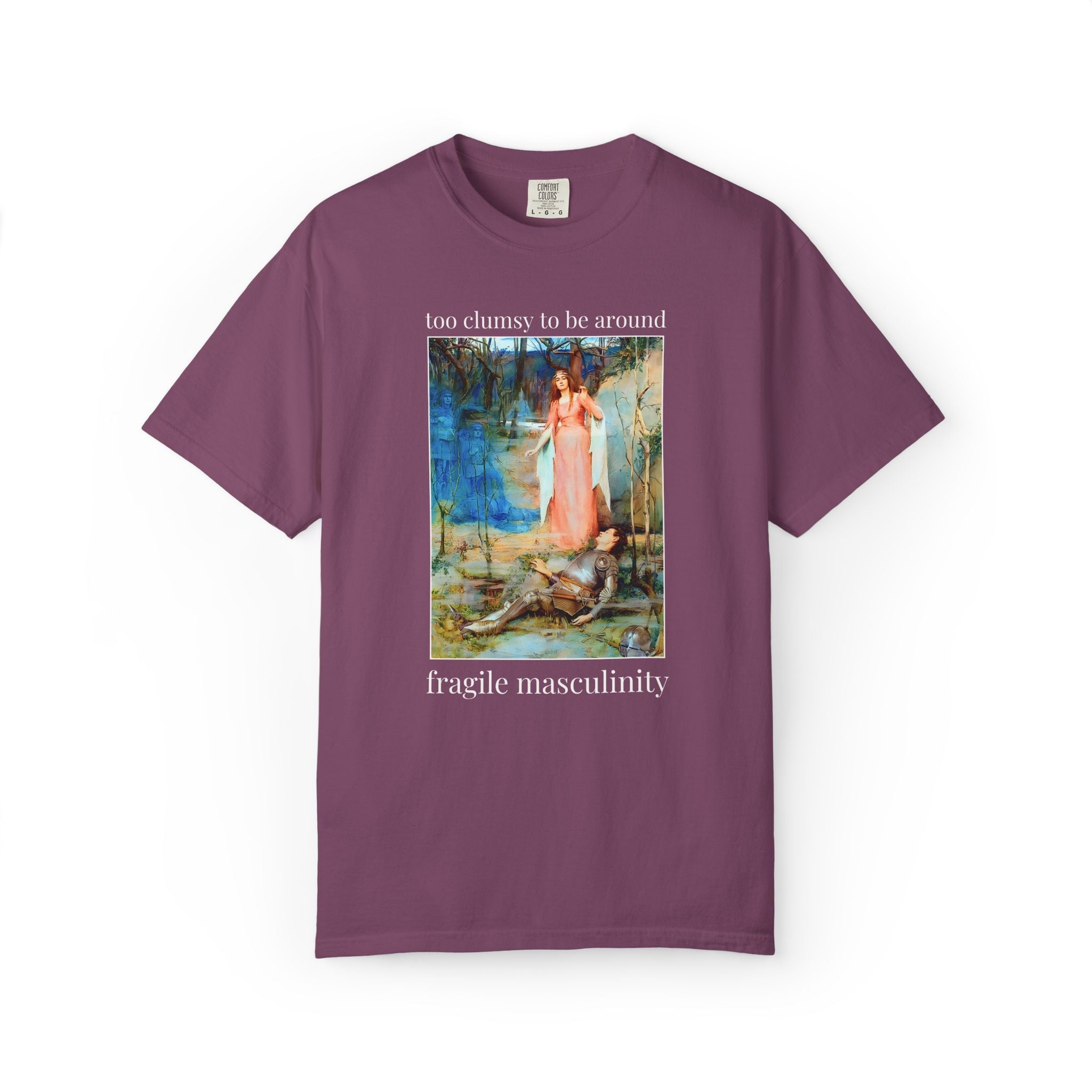 Too Clumsy to Be Around Fragile Masculinity Art History Tee Shirt: La Belle Dame Sans Merci by Henry Meynell Rheam, Feminist Art History Tee - Opal and June