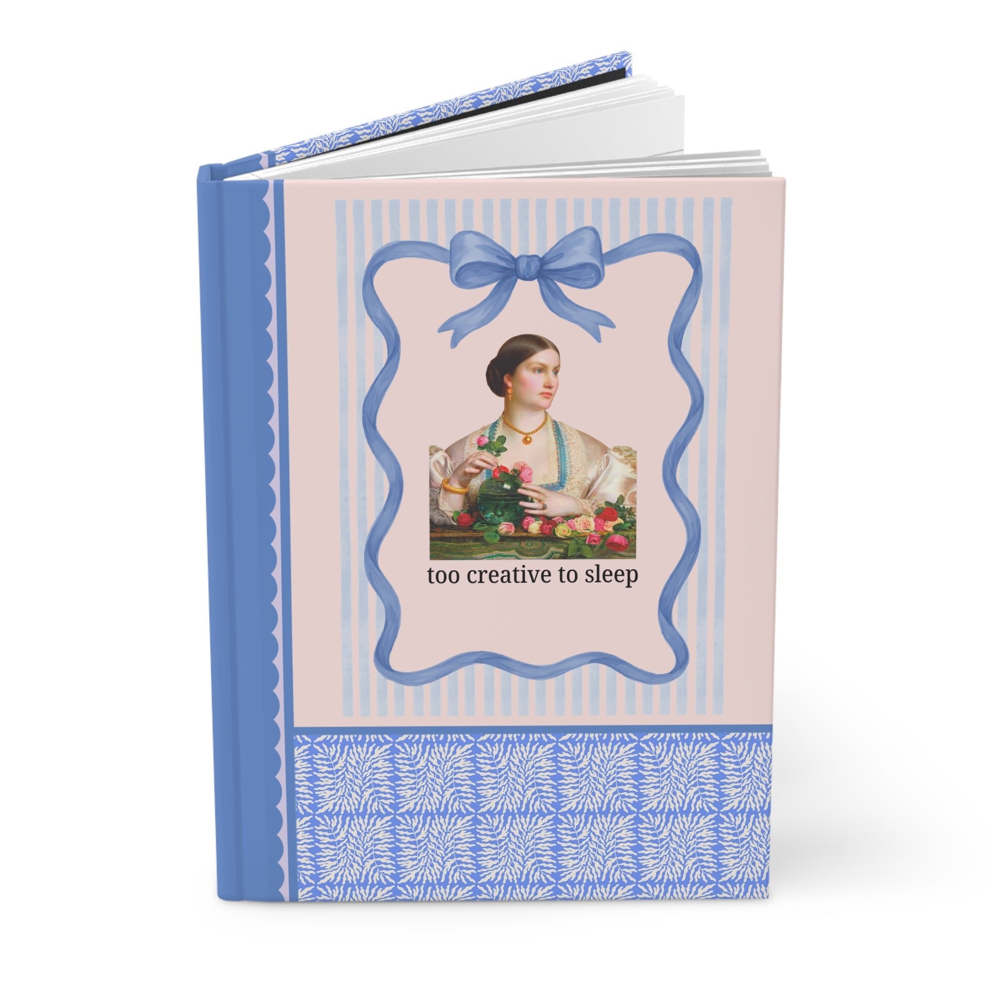 Too Creative To Sleep Funny Sarcastic Notebook for Artist, Art History Major, Silly Unhinged Wedding Florist Gift, Pre - Raphaelite Painting - Opal and June