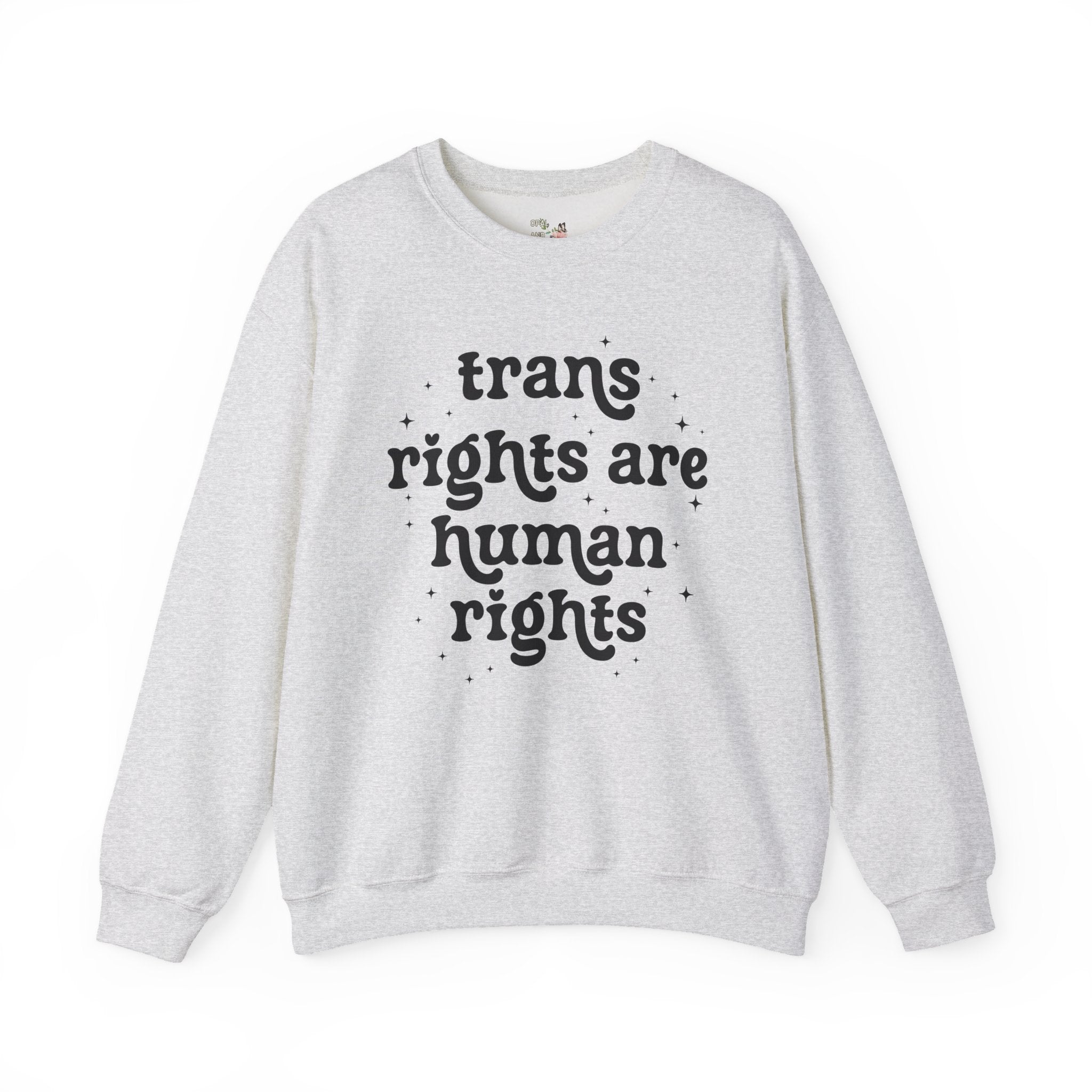 Trans Rights are Human Rights Sweatshirt with Stars, Equal Rights LGBTQ+ Crewneck, Social Justice Activism Shirt, Pride Month Trans Ally Tee - Opal and June