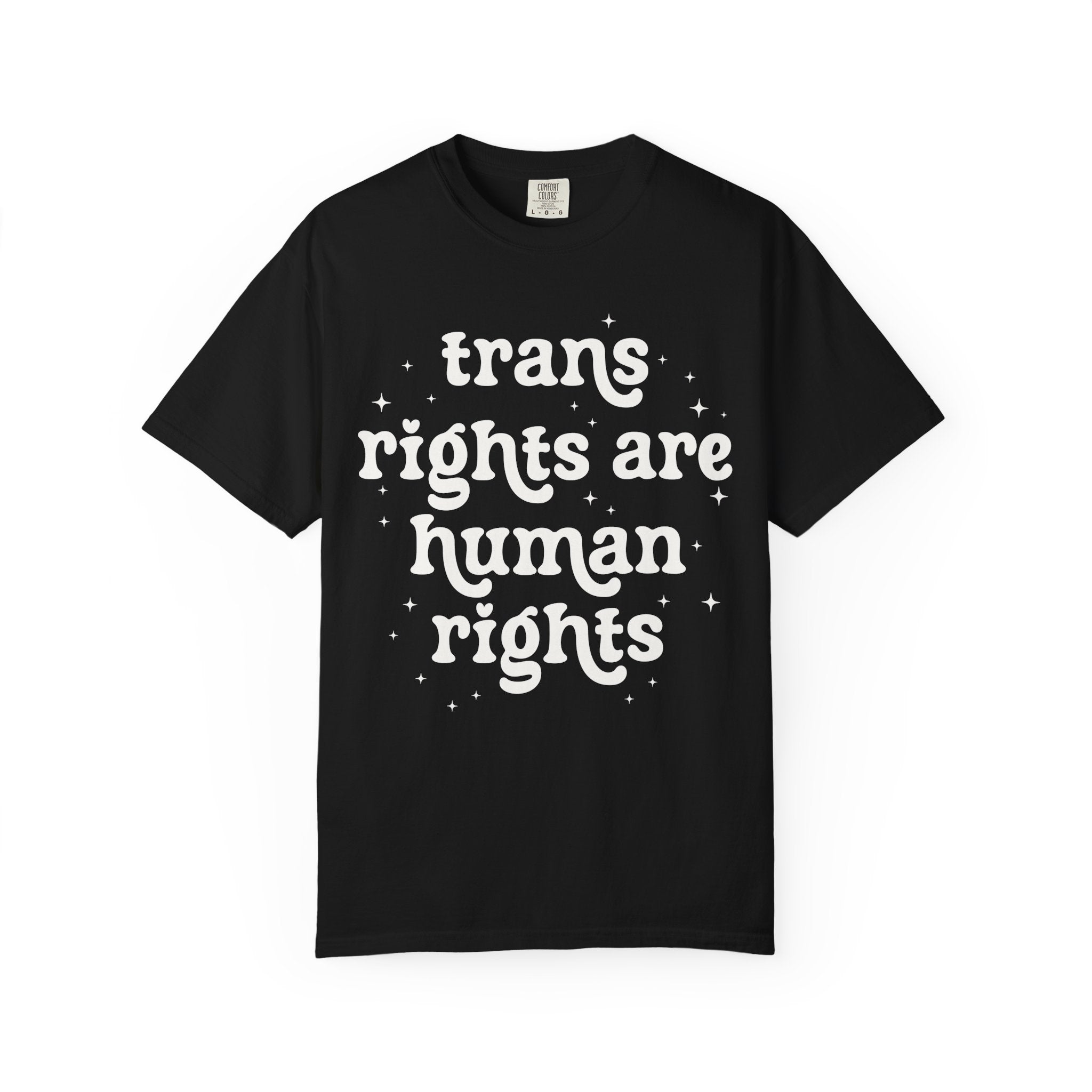 Trans Rights are Human Rights Tee Shirt with Stars, Equal Rights LGBTQ+ T-Shirt, Social Justice Activism Tee, Pride Month Trans Ally Tee - Opal and June