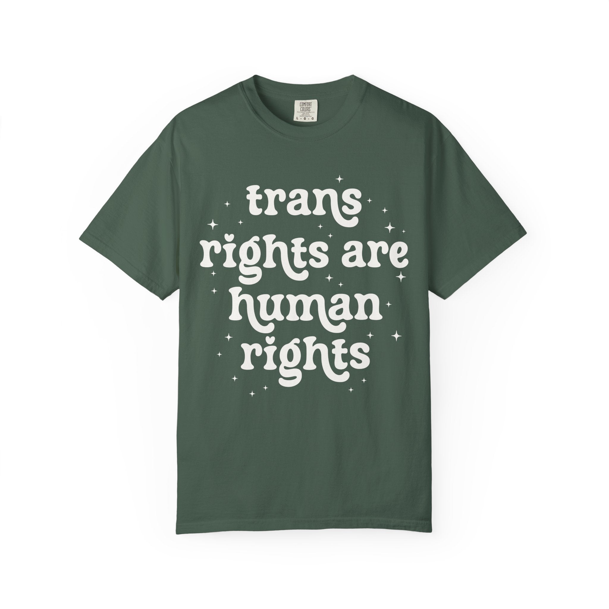 Trans Rights are Human Rights Tee Shirt with Stars, Equal Rights LGBTQ+ T-Shirt, Social Justice Activism Tee, Pride Month Trans Ally Tee - Opal and June